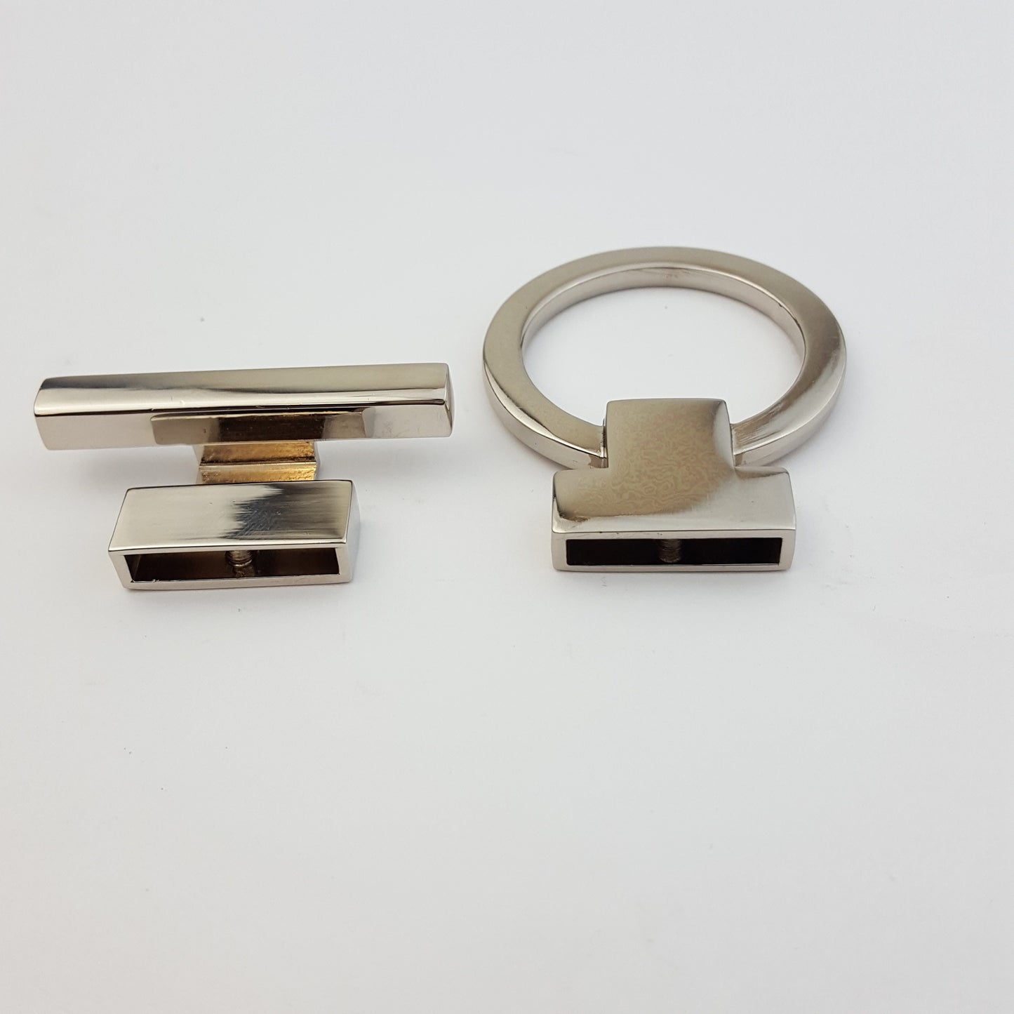 Buckle Sale: Shiny Silver Ring and Bar Closure set