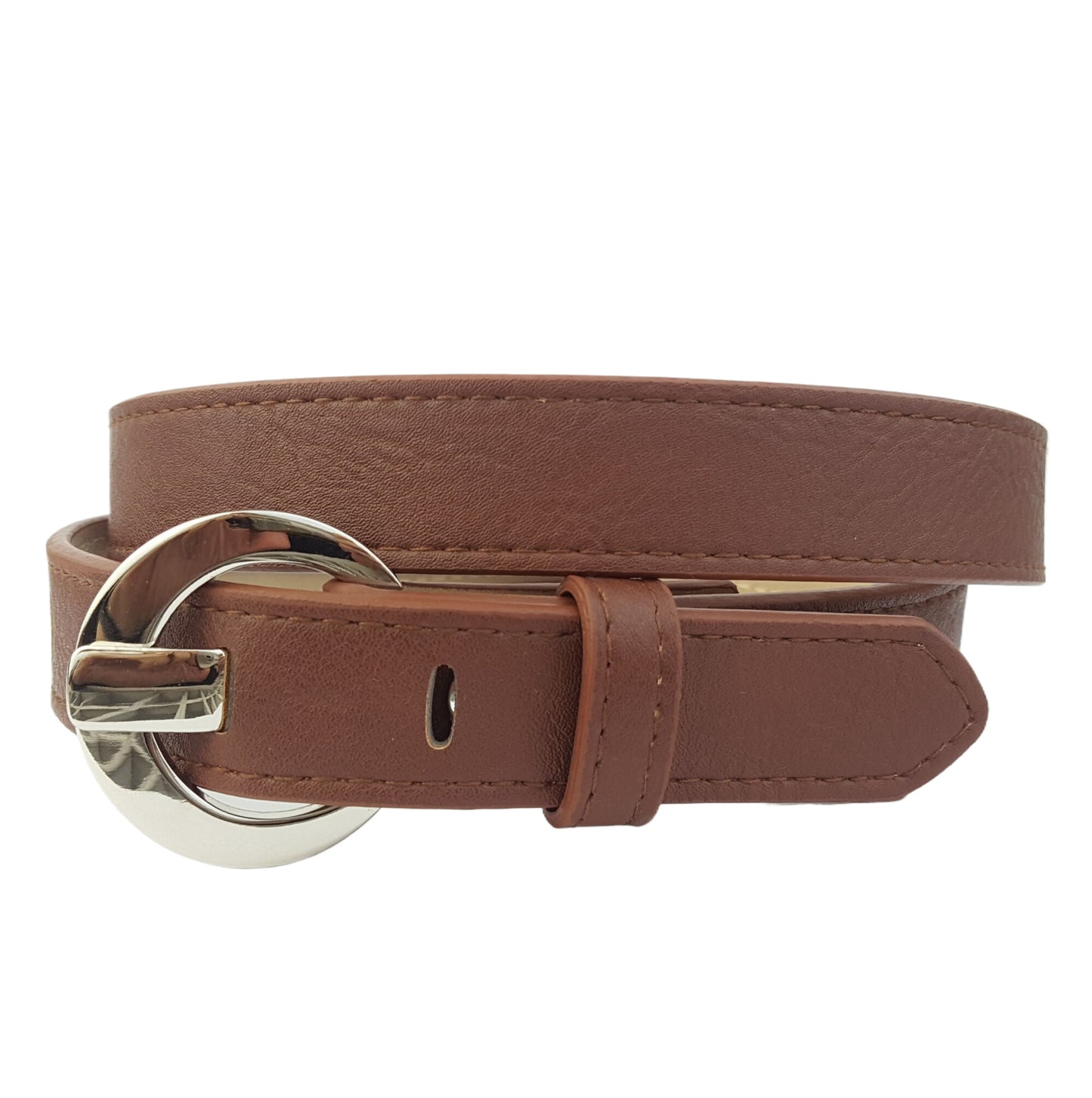 Belt: Skinny Non-Animal, Vegan Silver Buckle Belt