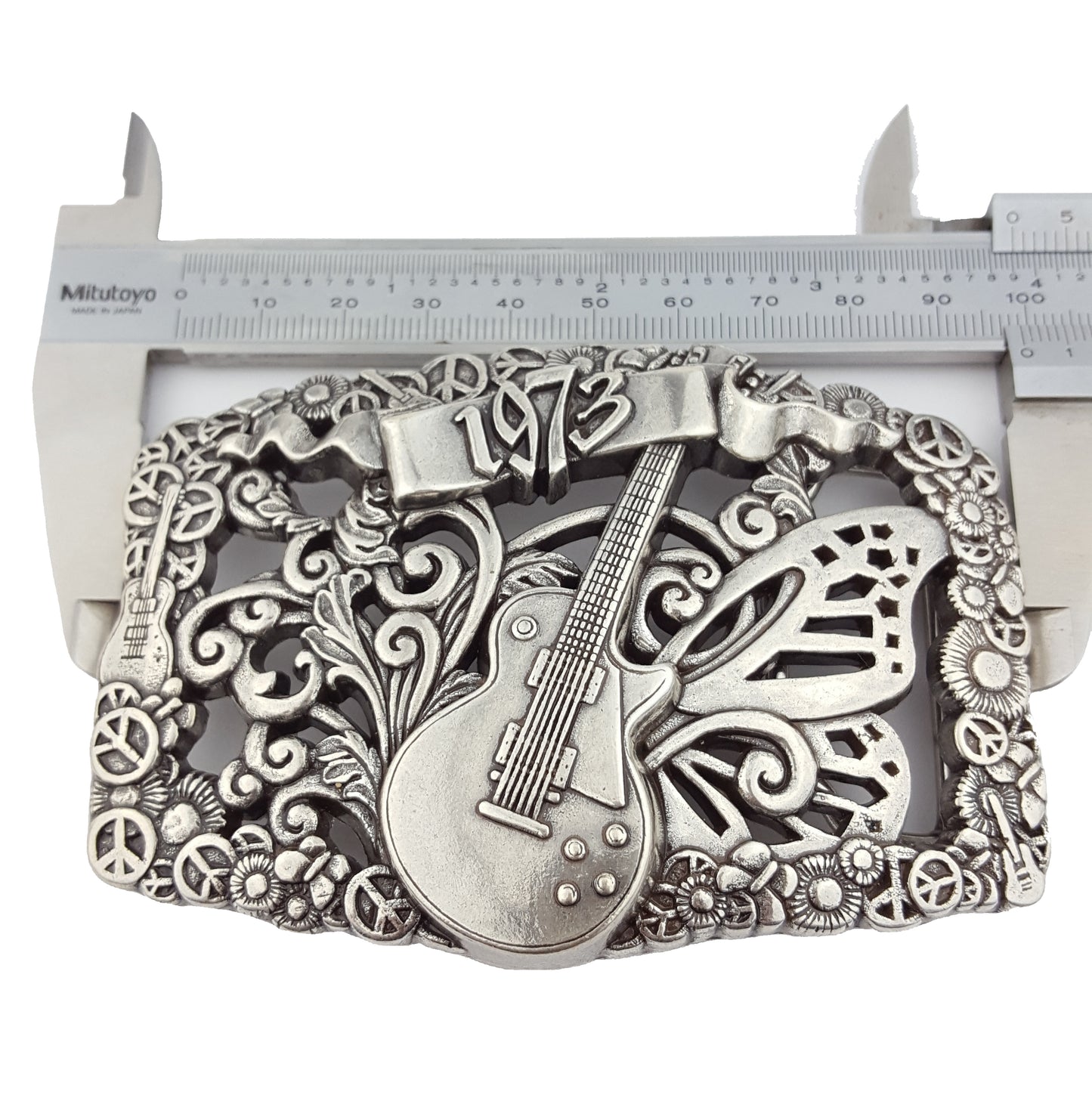 Buckle: Guitar, Butterfly, Peace and Daisy Belt Buckle