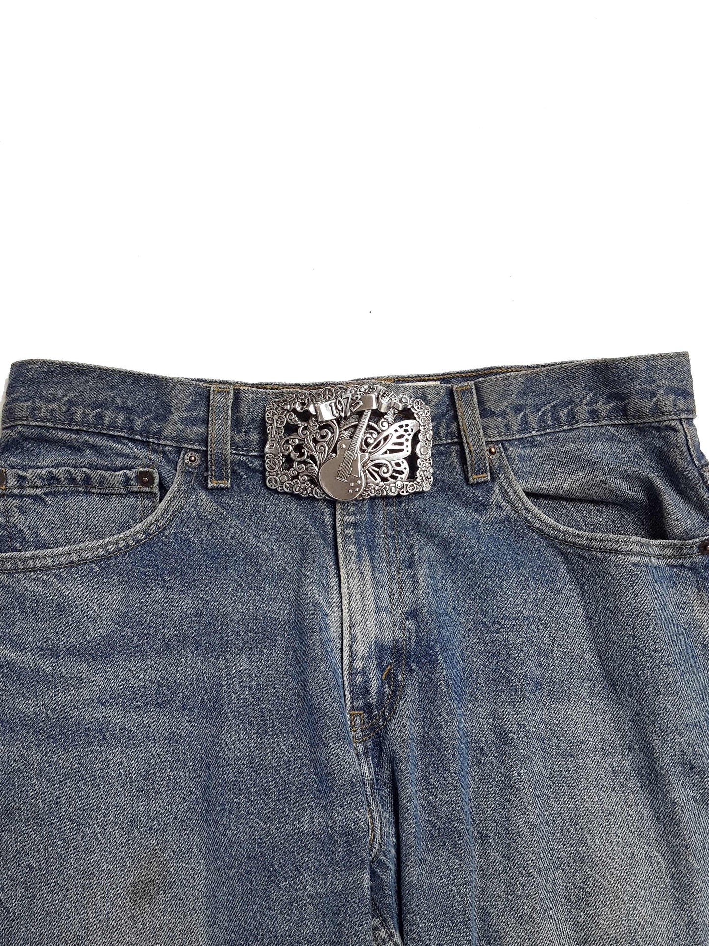 Buckle: Guitar, Butterfly, Peace and Daisy Belt Buckle