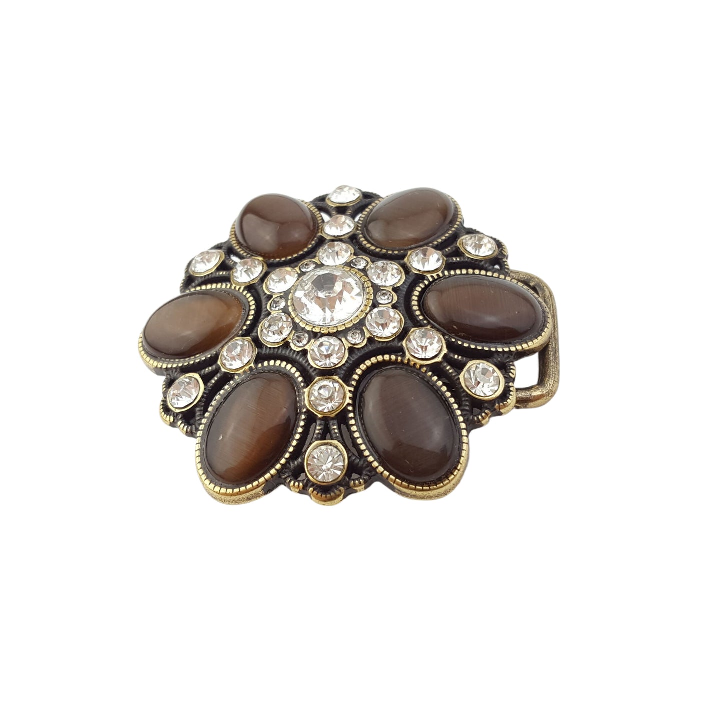 Belt Sale: Crystal & Stone Flower Buckle In Skinny Belt