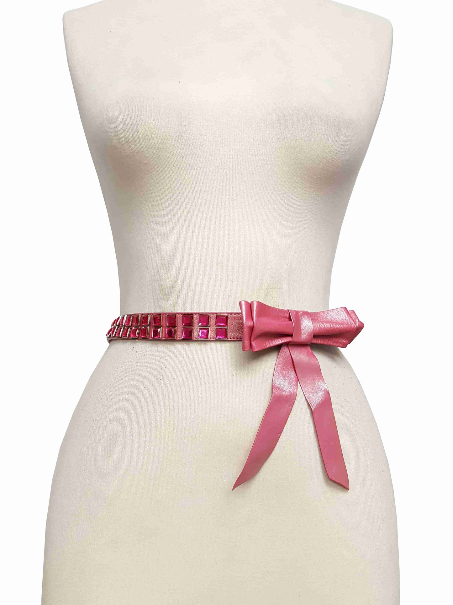 Belt Sale: Genuine Lambskin Crystal Bow Belt