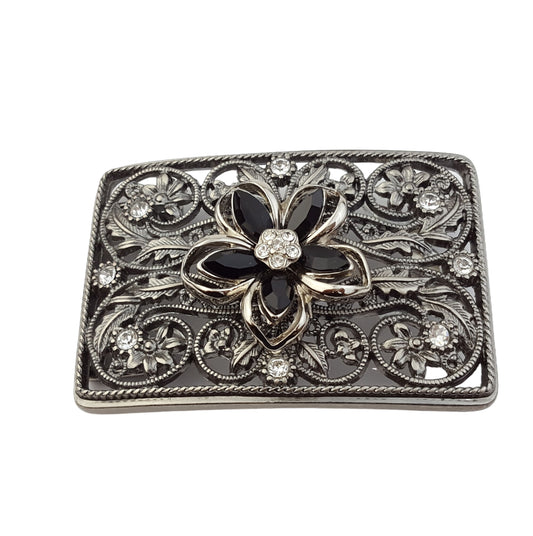 Buckle: Western Crystal flower belt buckle