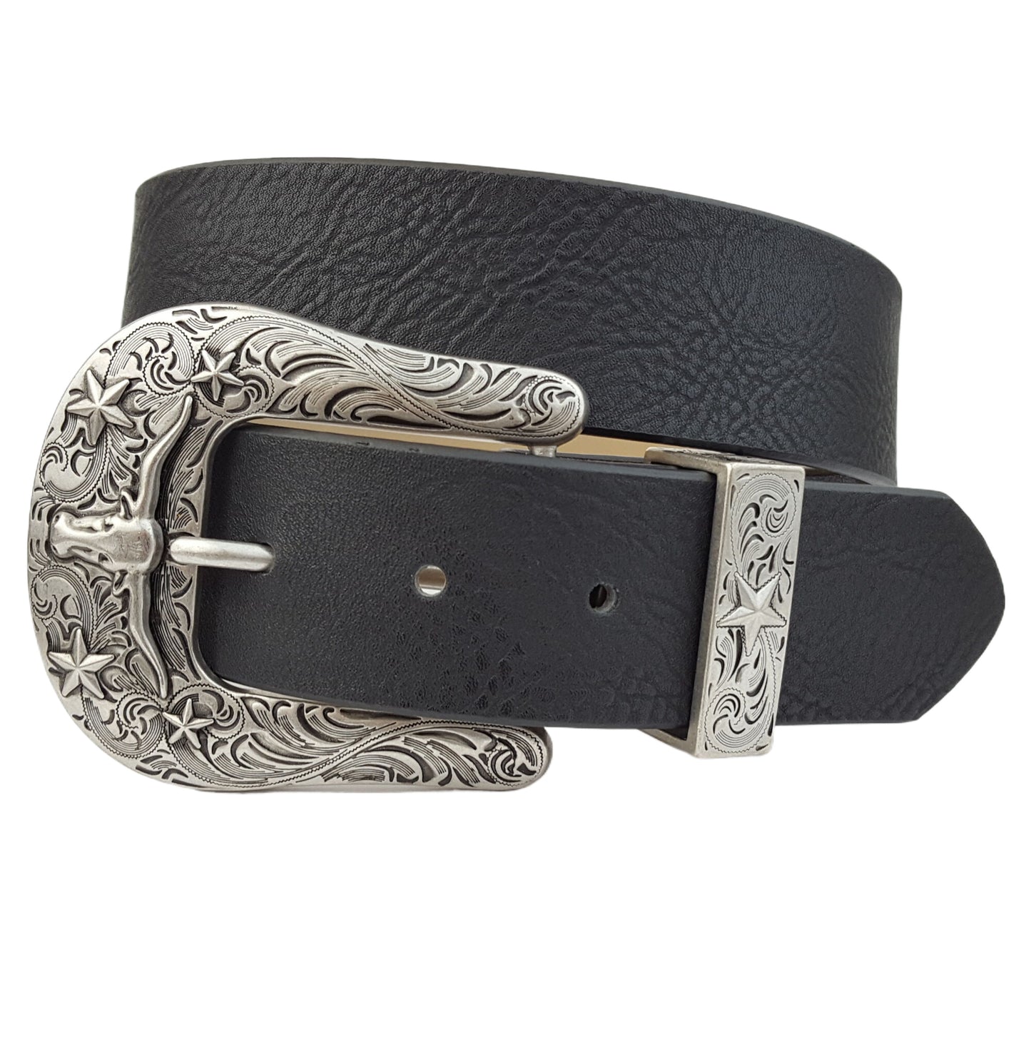 Belt: Western-Inpired Long Horn Buckle and Loop Belt