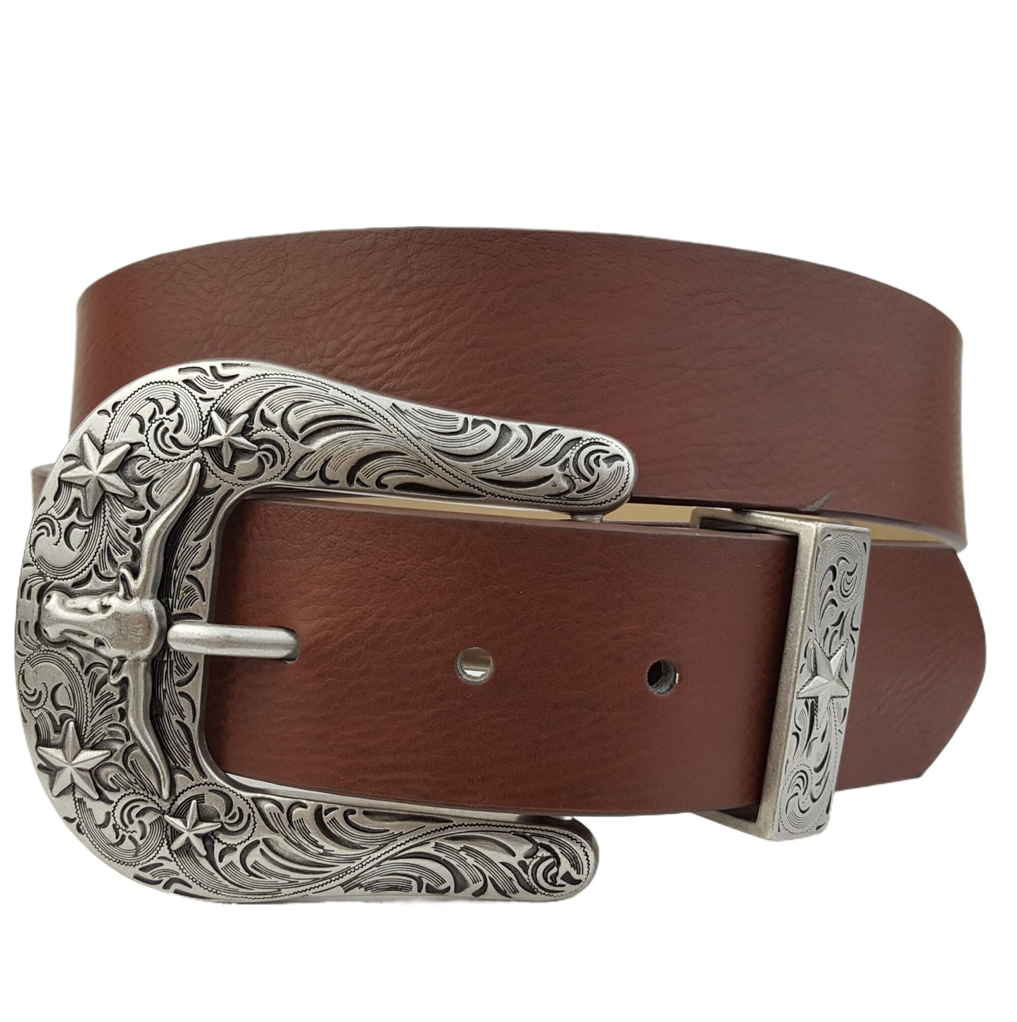 Belt: Western-Inpired Long Horn Buckle and Loop Belt