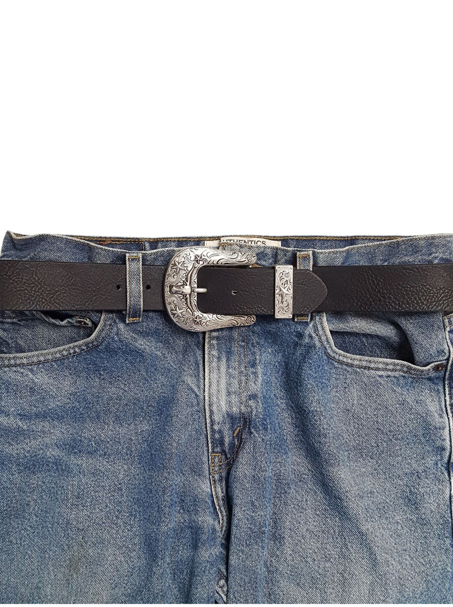 Belt: Western-Inpired Long Horn Buckle and Loop Belt