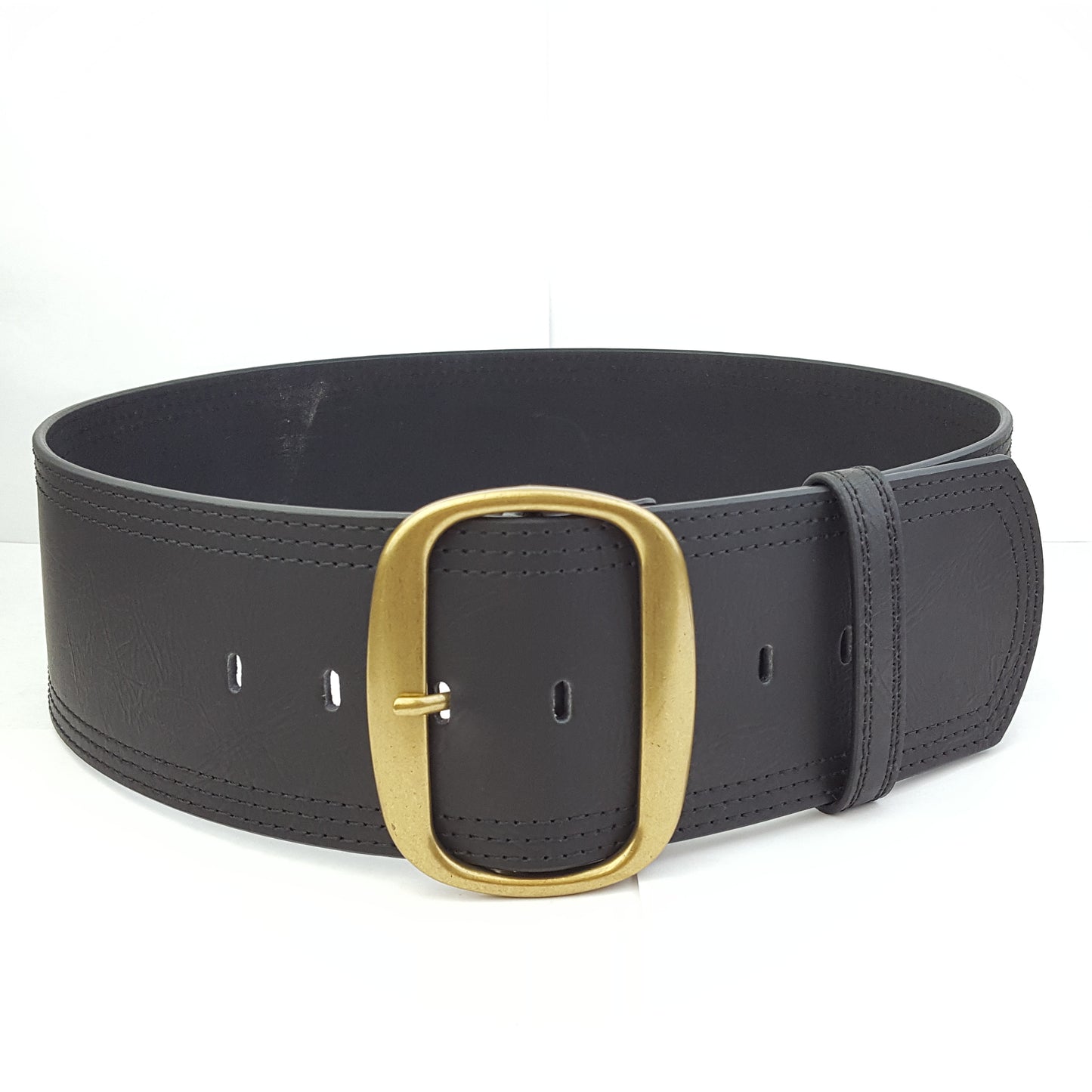 Belt: Wide Belt: 3" wide belt with tonal edge stitching