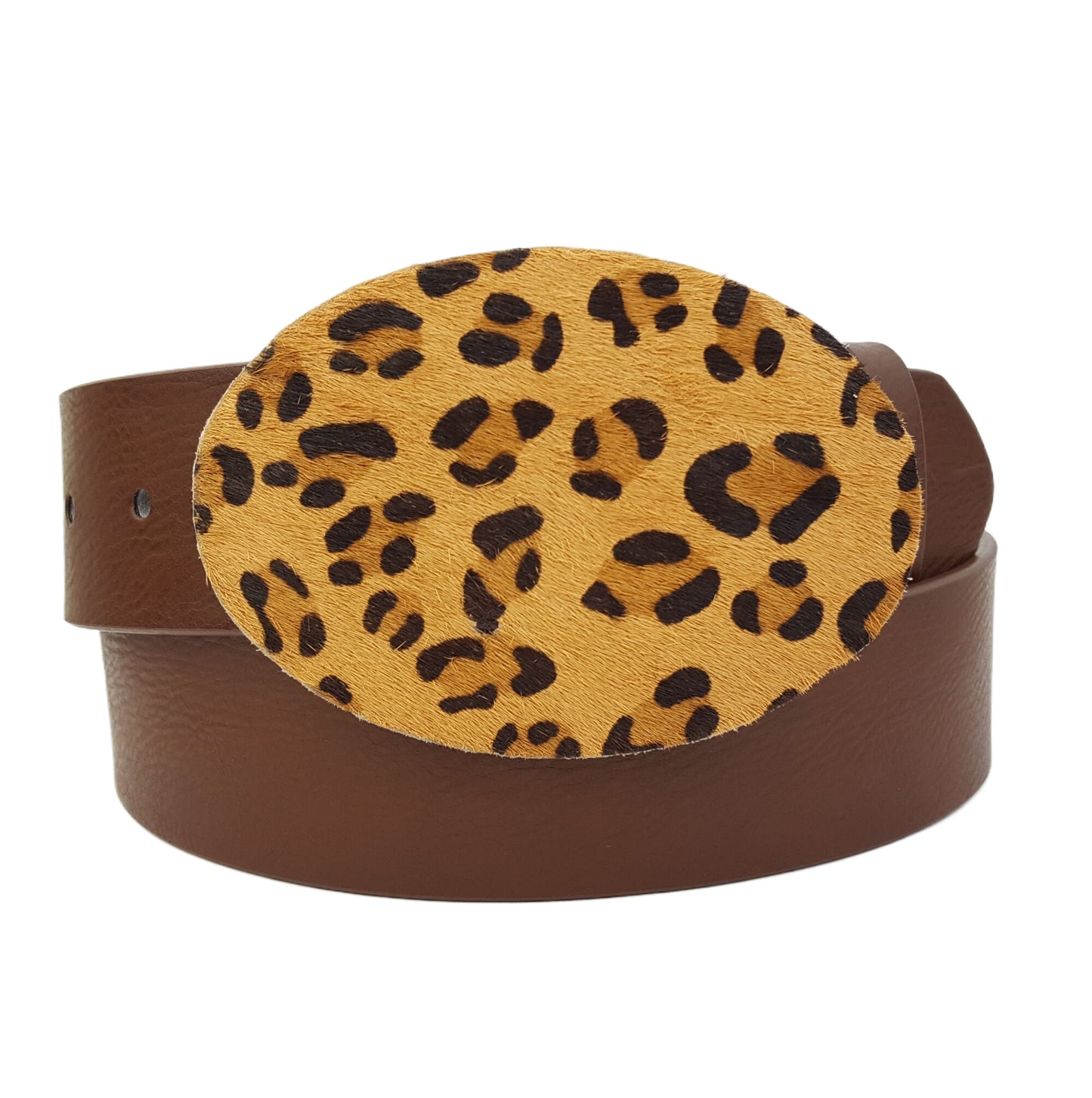 Belt: Western-Inspired Buckle Belt w. Genuine Hair Inlay