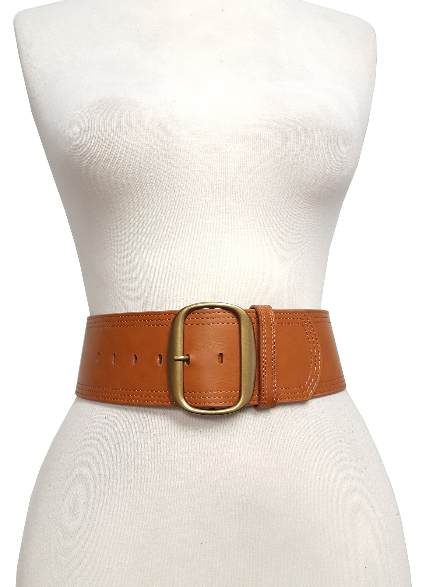 Belt: Wide Belt: 3" wide belt with tonal edge stitching