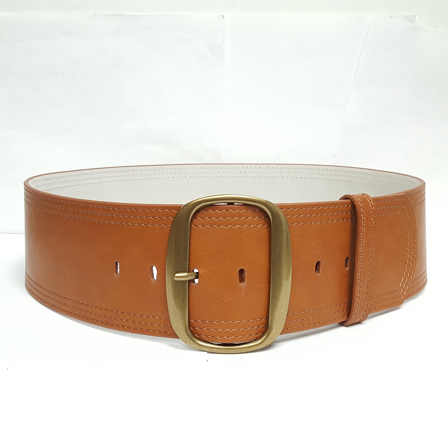 Belt: Wide Belt: 3" wide belt with tonal edge stitching
