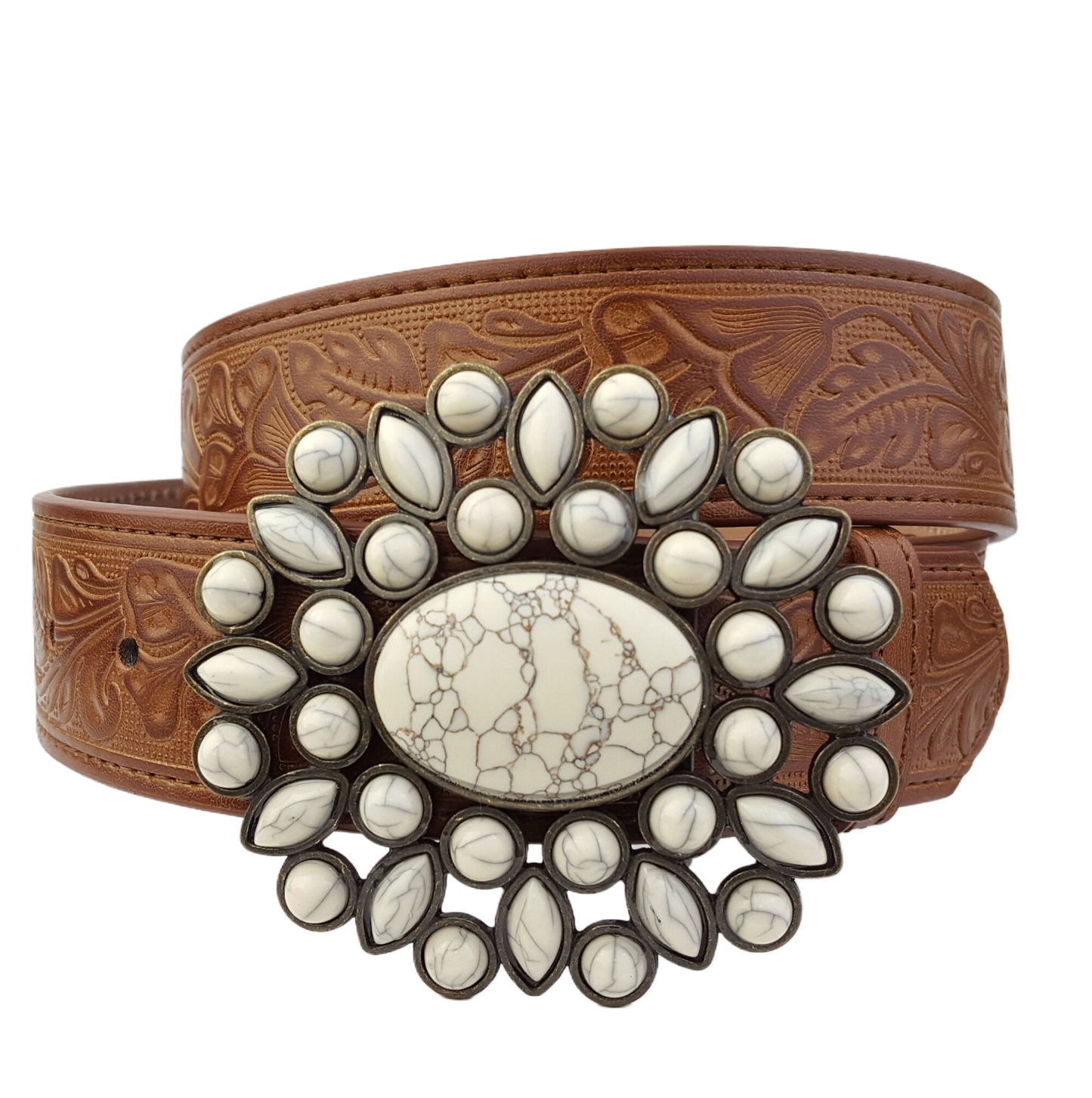 Belt: Western Floral Buckle with Floral Tooled Belt