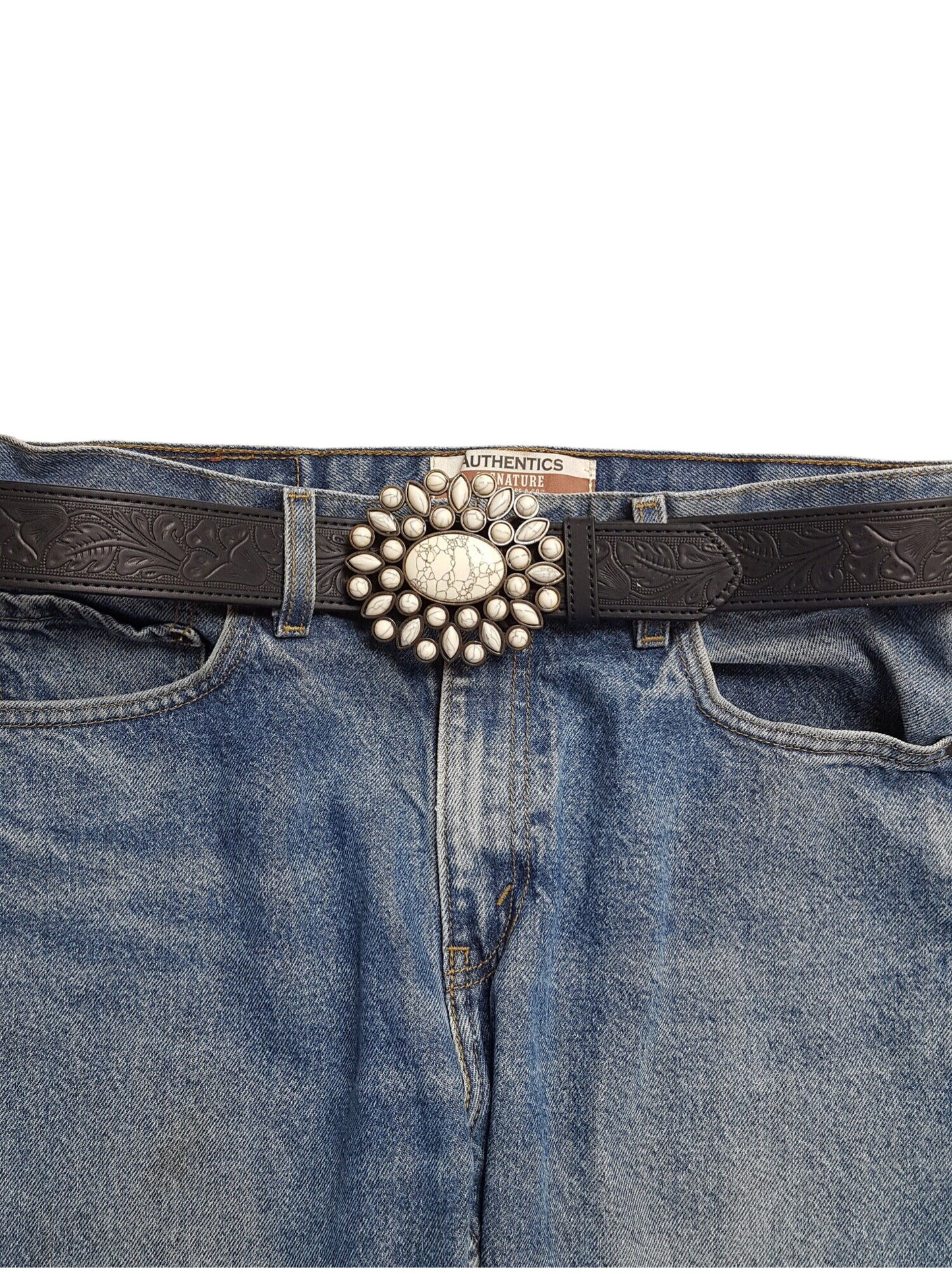 Belt: Western Floral Buckle with Floral Tooled Belt