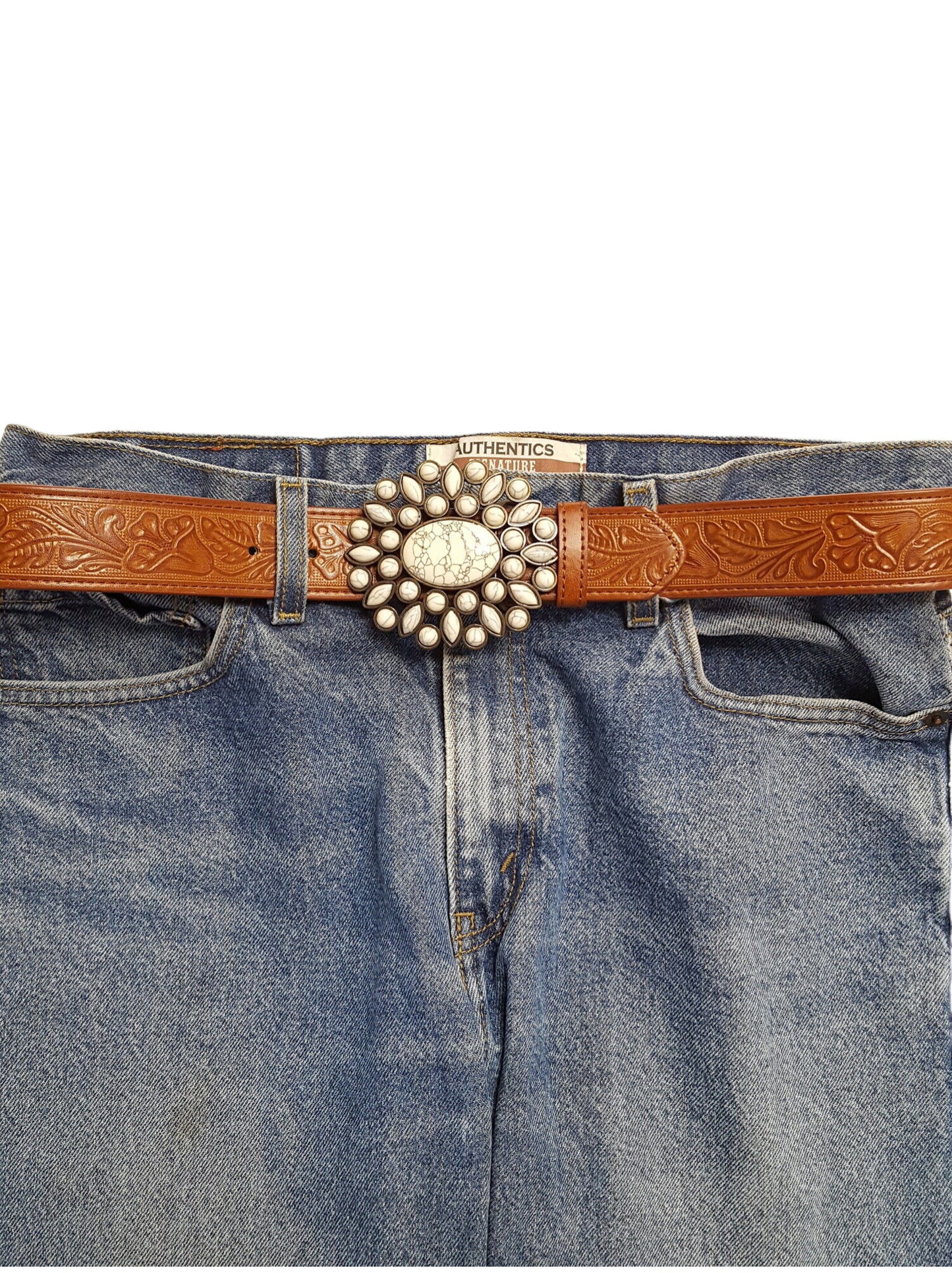 Belt: Western Floral Buckle with Floral Tooled Belt