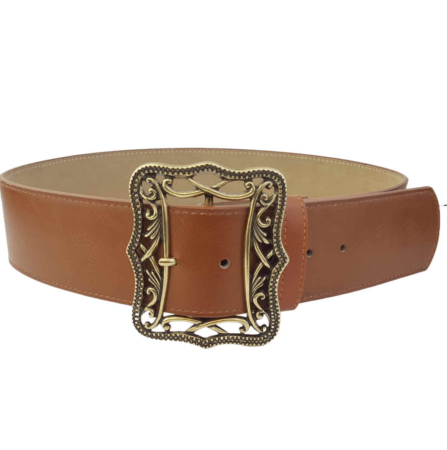 Belt: Wide Width Belt with filigree cutout buckle