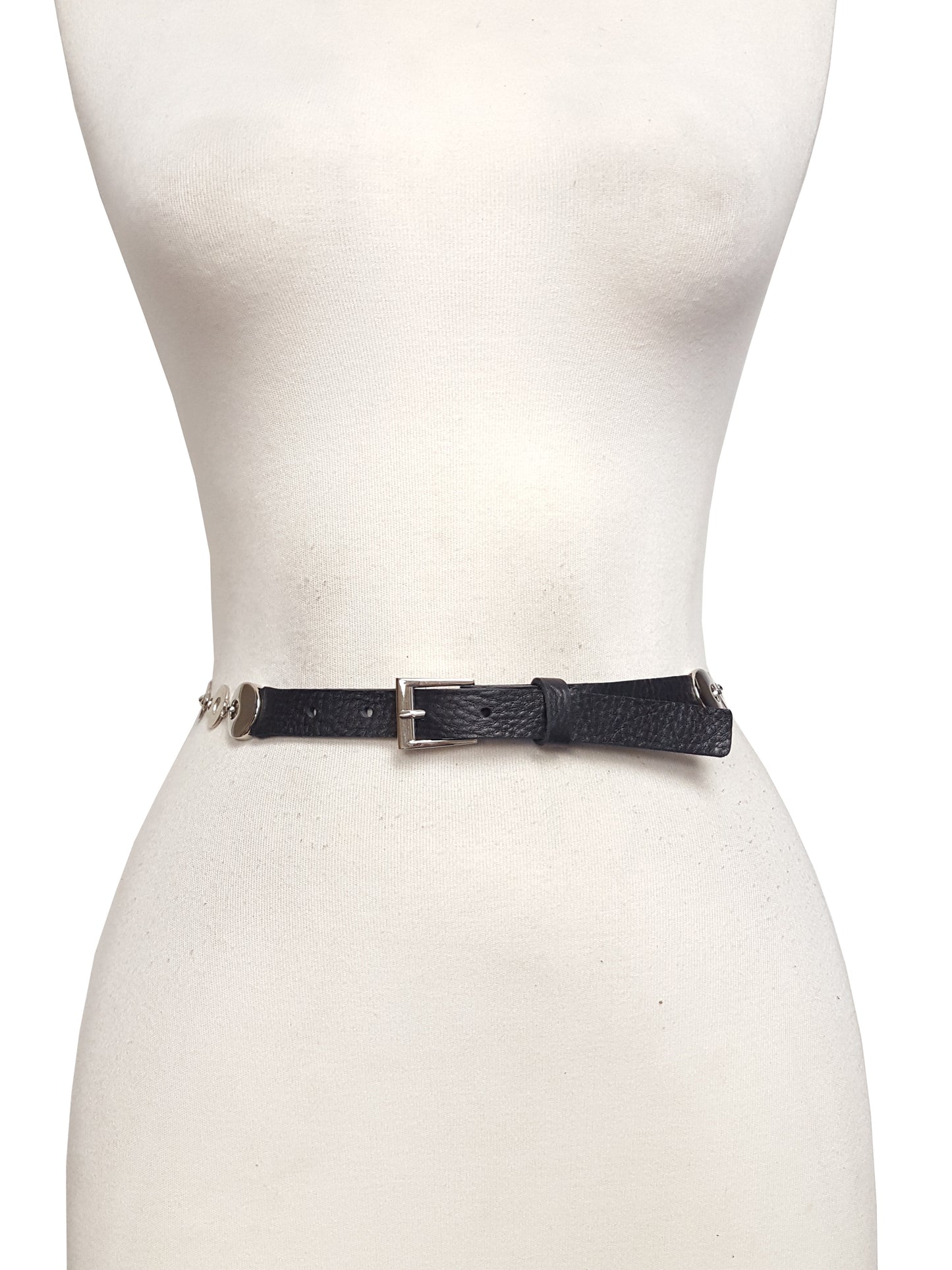 Belt Sale: Silver O-Ring Chain Belt with leather tabs