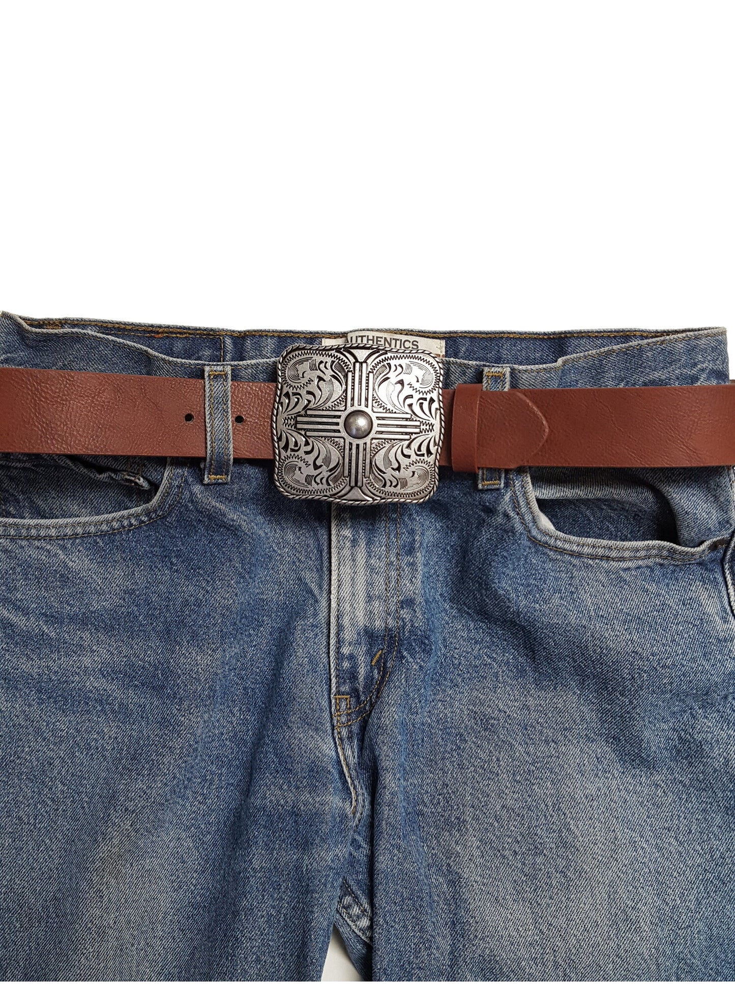 Belt: Western-Inspired Silver Buckle Belt