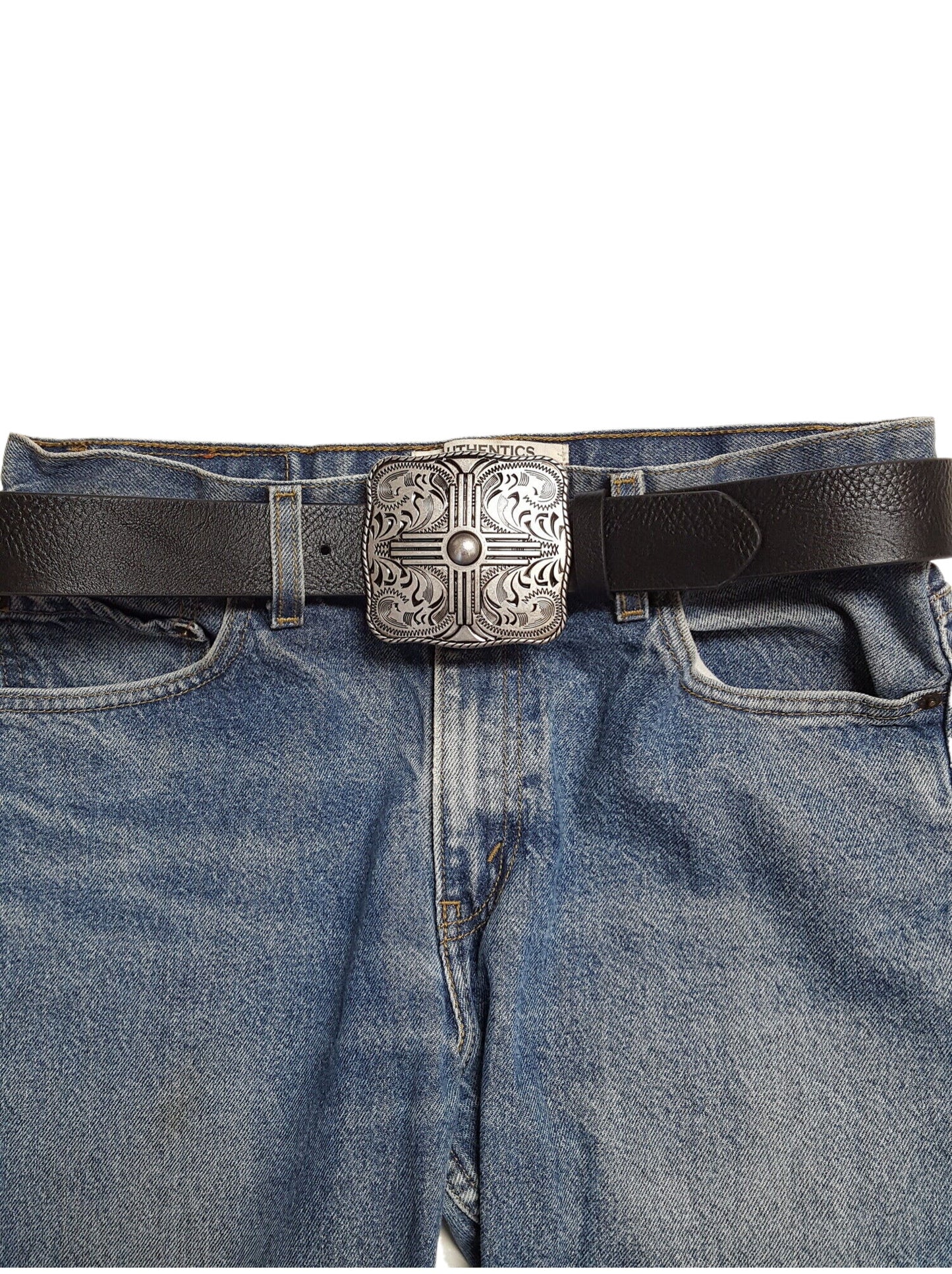 Belt: Western-Inspired Silver Buckle Belt