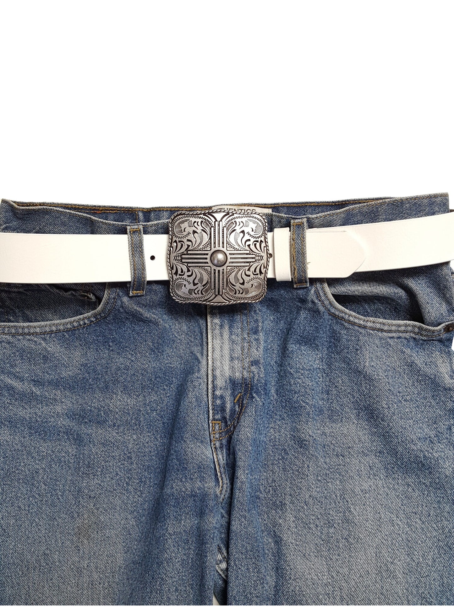 Belt: Western-Inspired Silver Buckle Belt