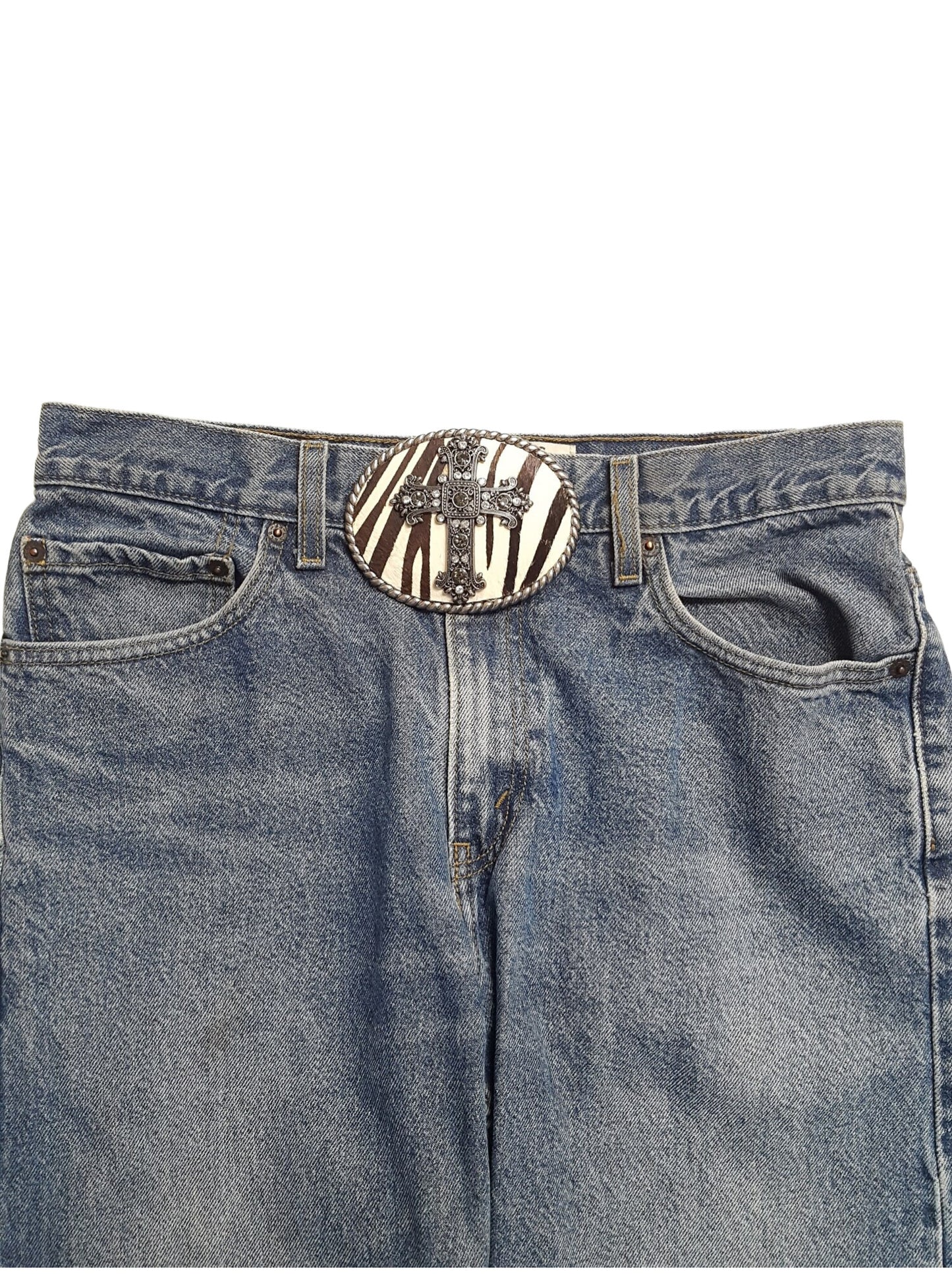 Buckle: Western Cross w. Hair inlay buckle