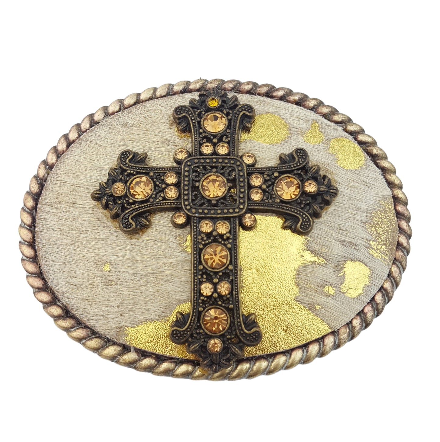 Buckle: Western Cross w. Hair inlay buckle