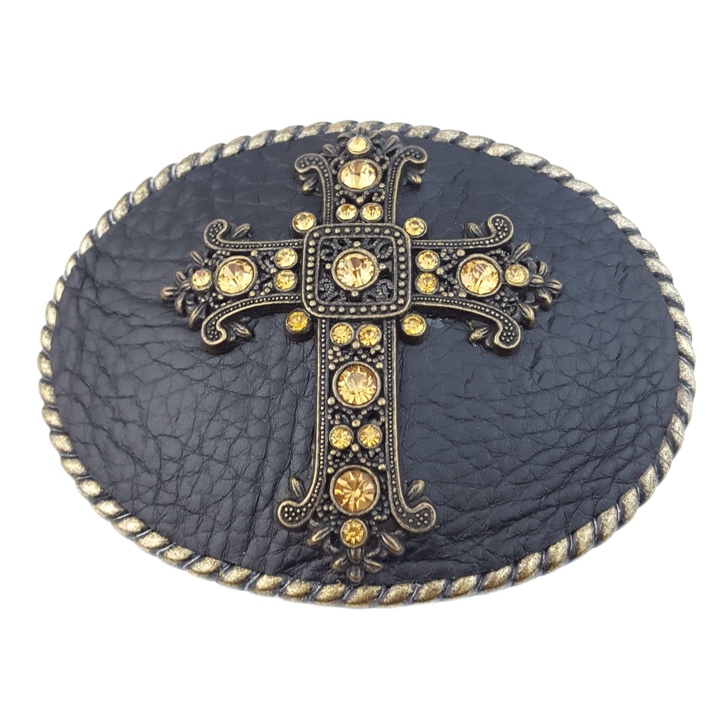 Belt: Genuine Leather Belt with Oval Cross Buckle