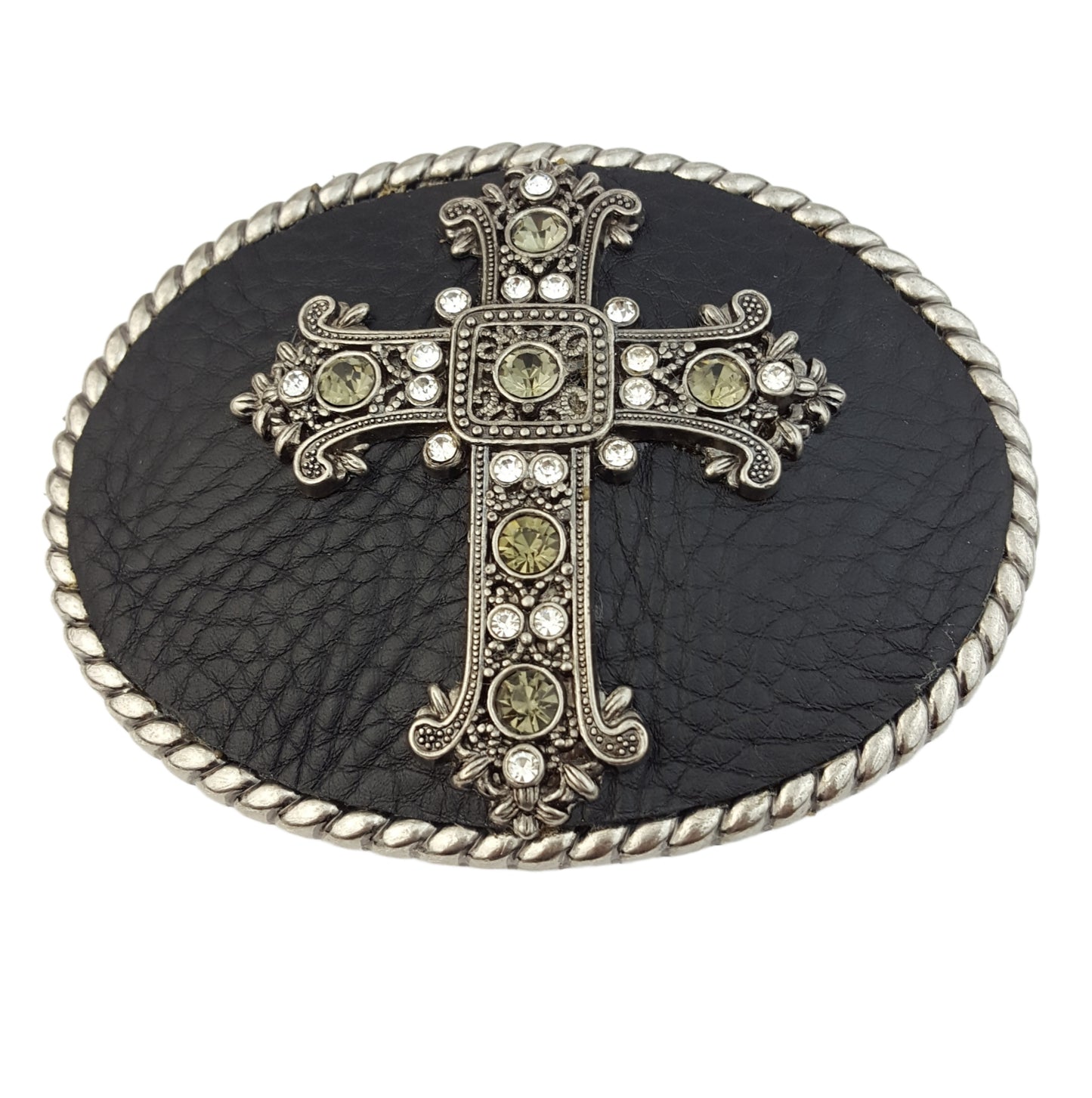 Belt: Genuine Leather Belt with Oval Cross Buckle