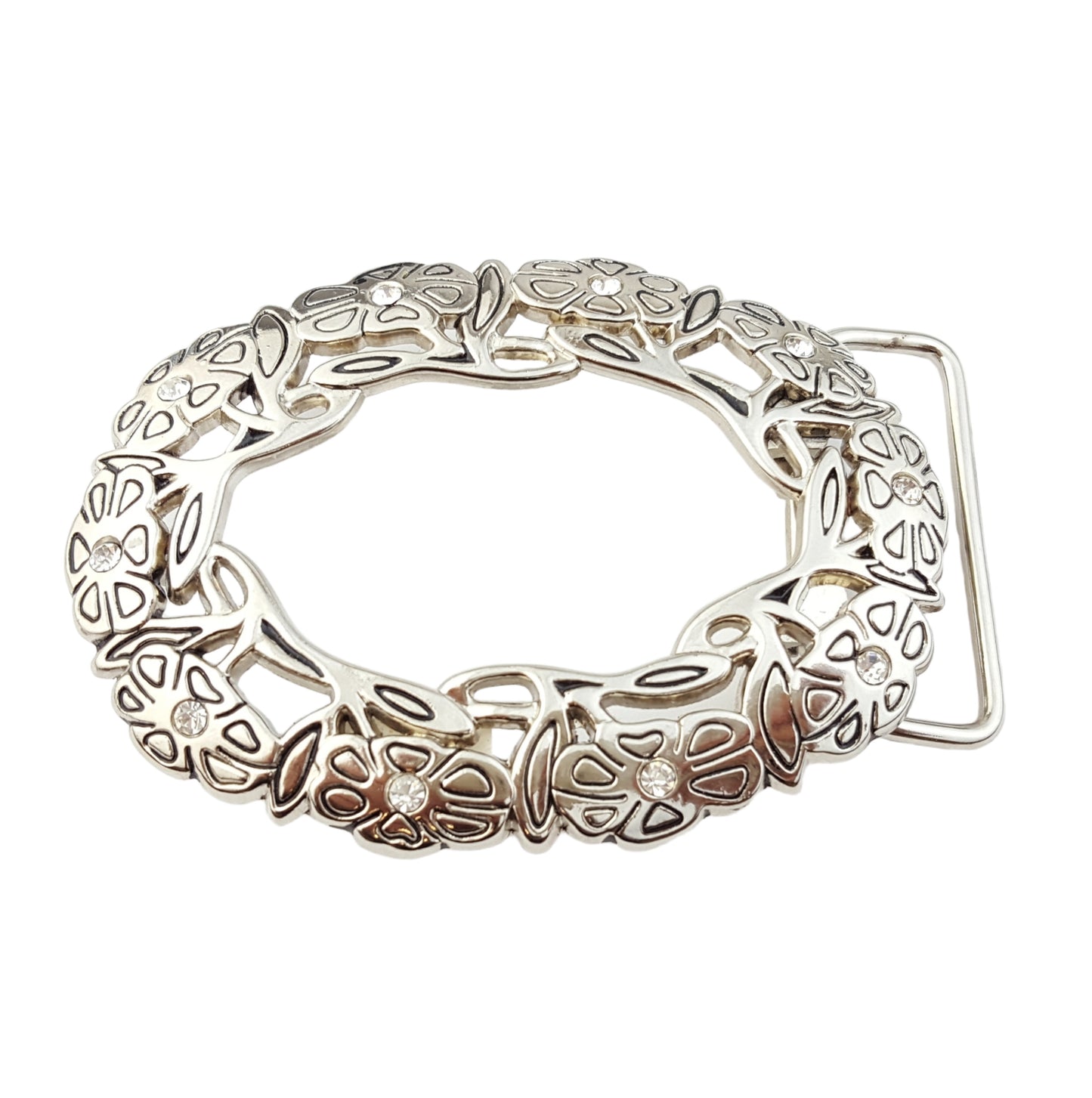 Buckle Sale: Silver Oval Buckle with floral design
