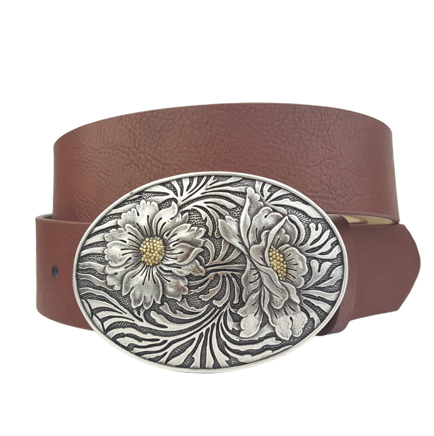 Belt: Western Vegan Belt with Sunflower Buckle