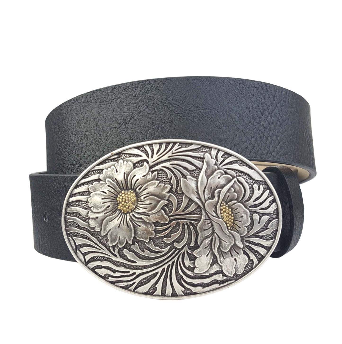Belt: Western Vegan Belt with Sunflower Buckle