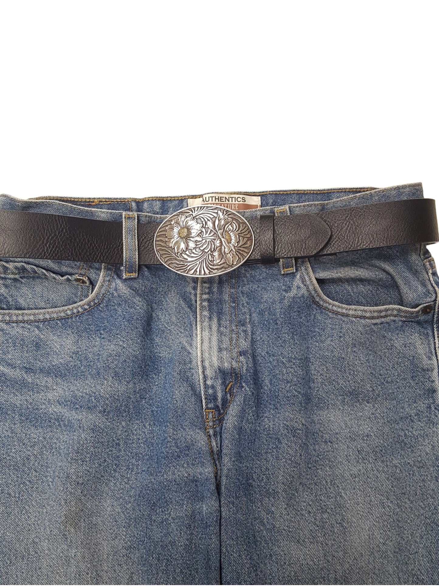 Belt: Western Vegan Belt with Sunflower Buckle