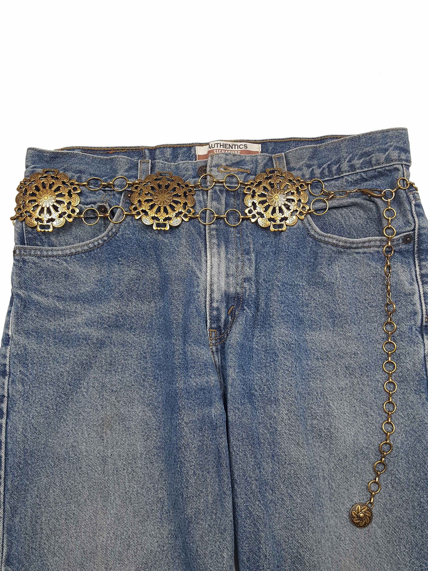 Buckle-Size Gold Chain Belt
