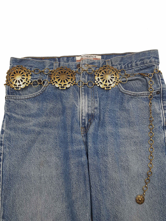Buckle-Size Gold Chain Belt