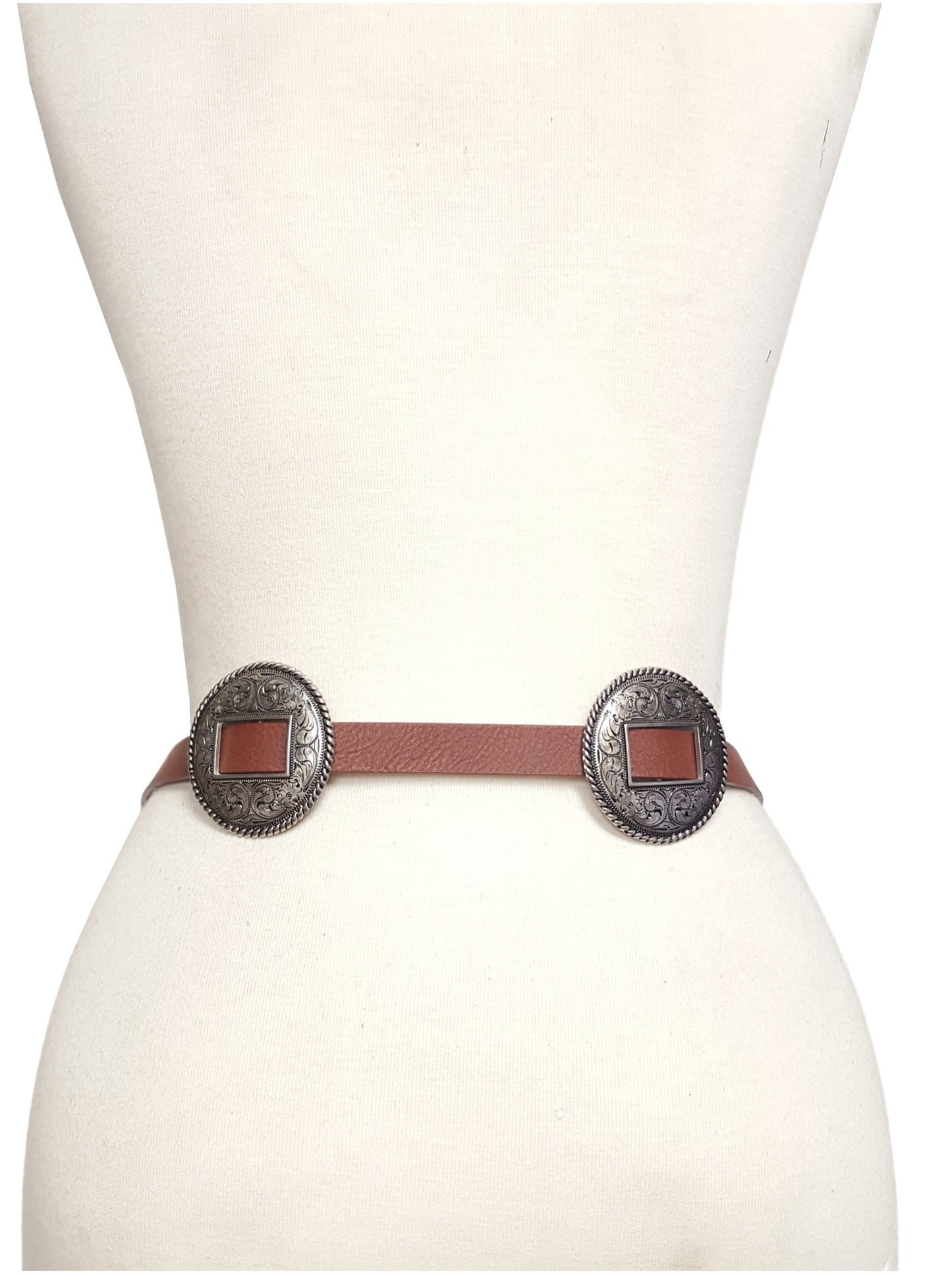 Belt: Western-Inspired Matching Round Buckle and Concho Belt