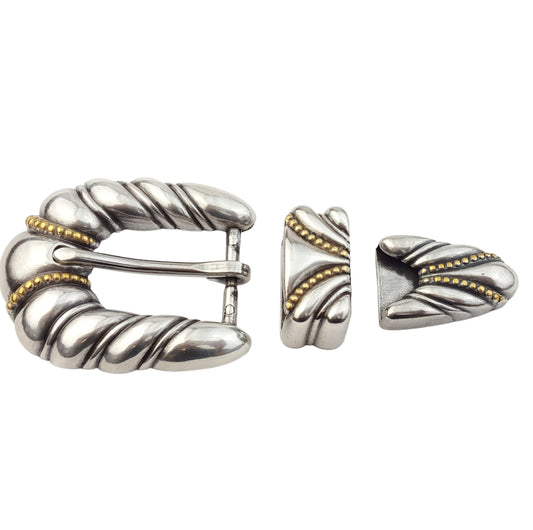 Buckle set: Quality Silver Plated with Gold Trim Buckle