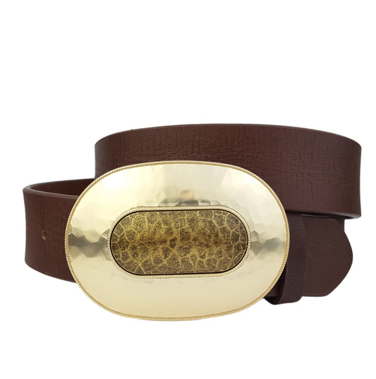 Belt: Genuine Leather belt with Gold Buckle