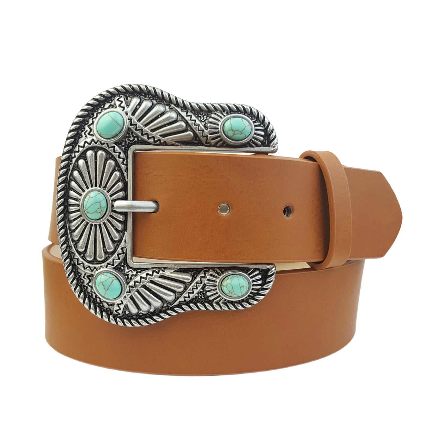 Belt: Western-Inspired Buckle Belt w. stones