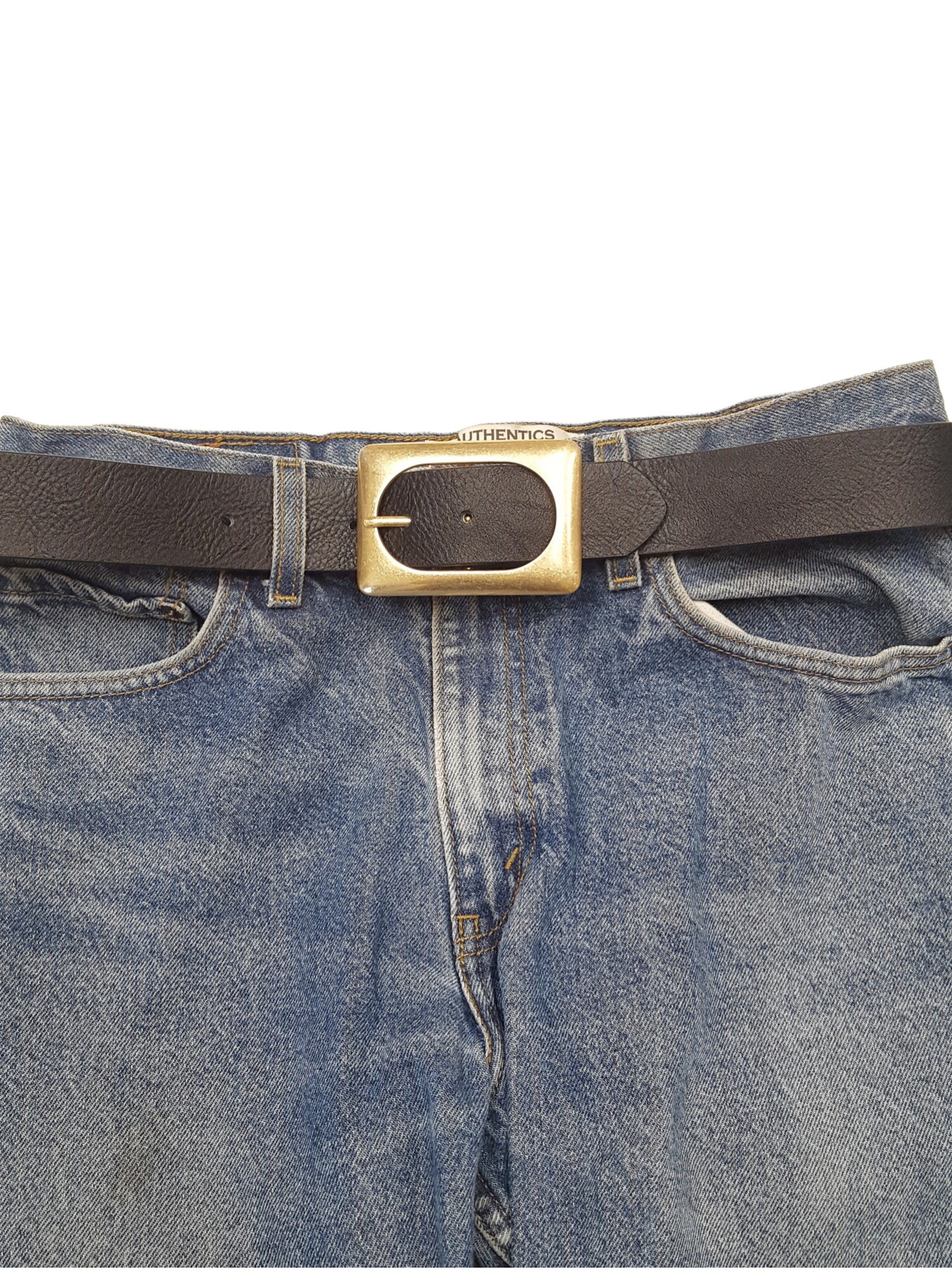 Belt: Shiny Gold Buckle Jean Belt
