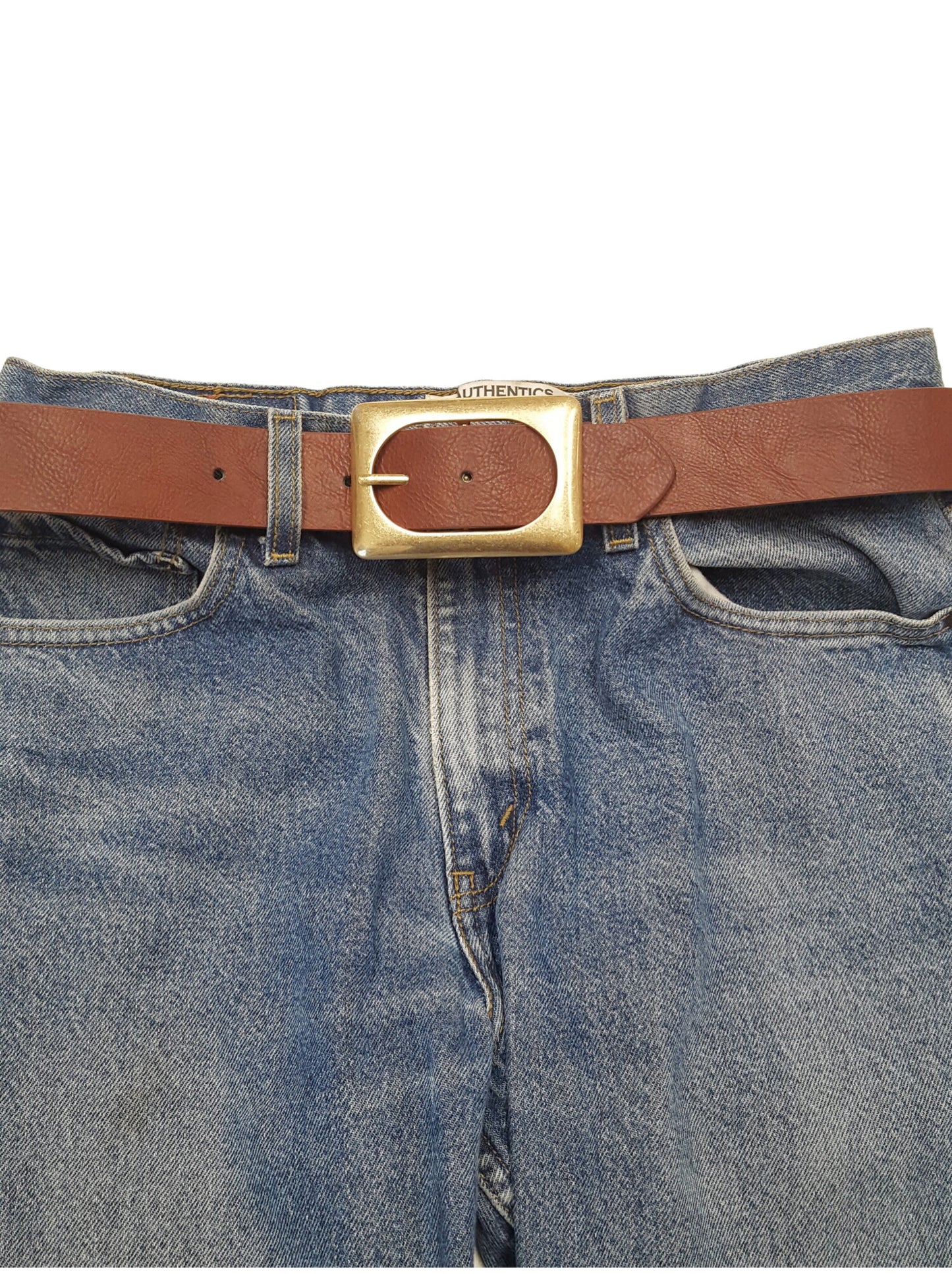 Belt: Shiny Gold Buckle Jean Belt
