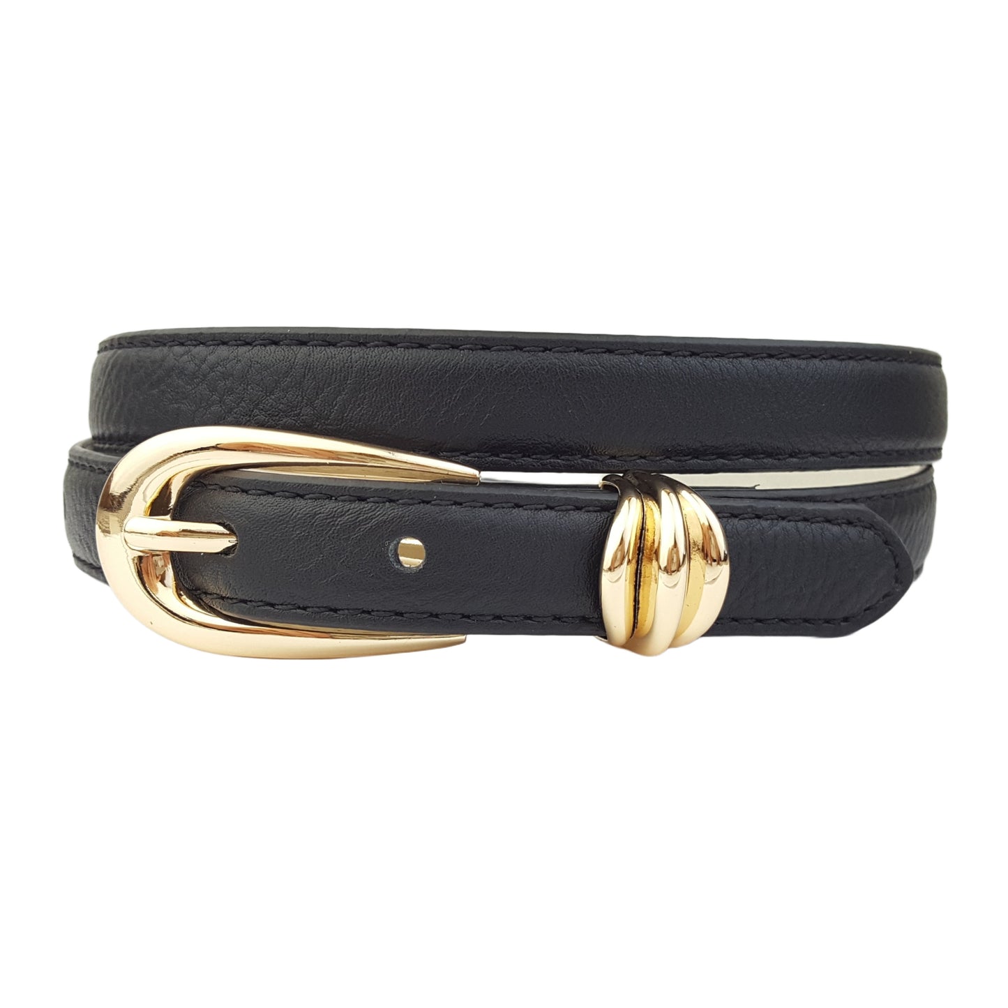 Belt: Skinny Gold Tone Buckle and Loop Belt