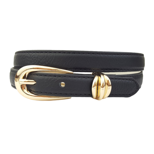 Belt: Skinny Gold Tone Buckle and Loop Belt