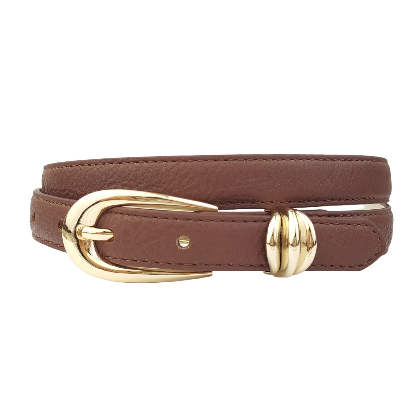 Belt: Skinny Gold Tone Buckle and Loop Belt