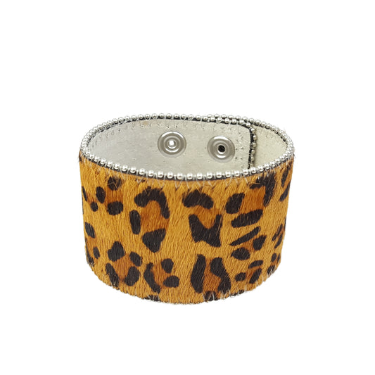 Bracelet:  Leopard Hair on Cow Leather Band