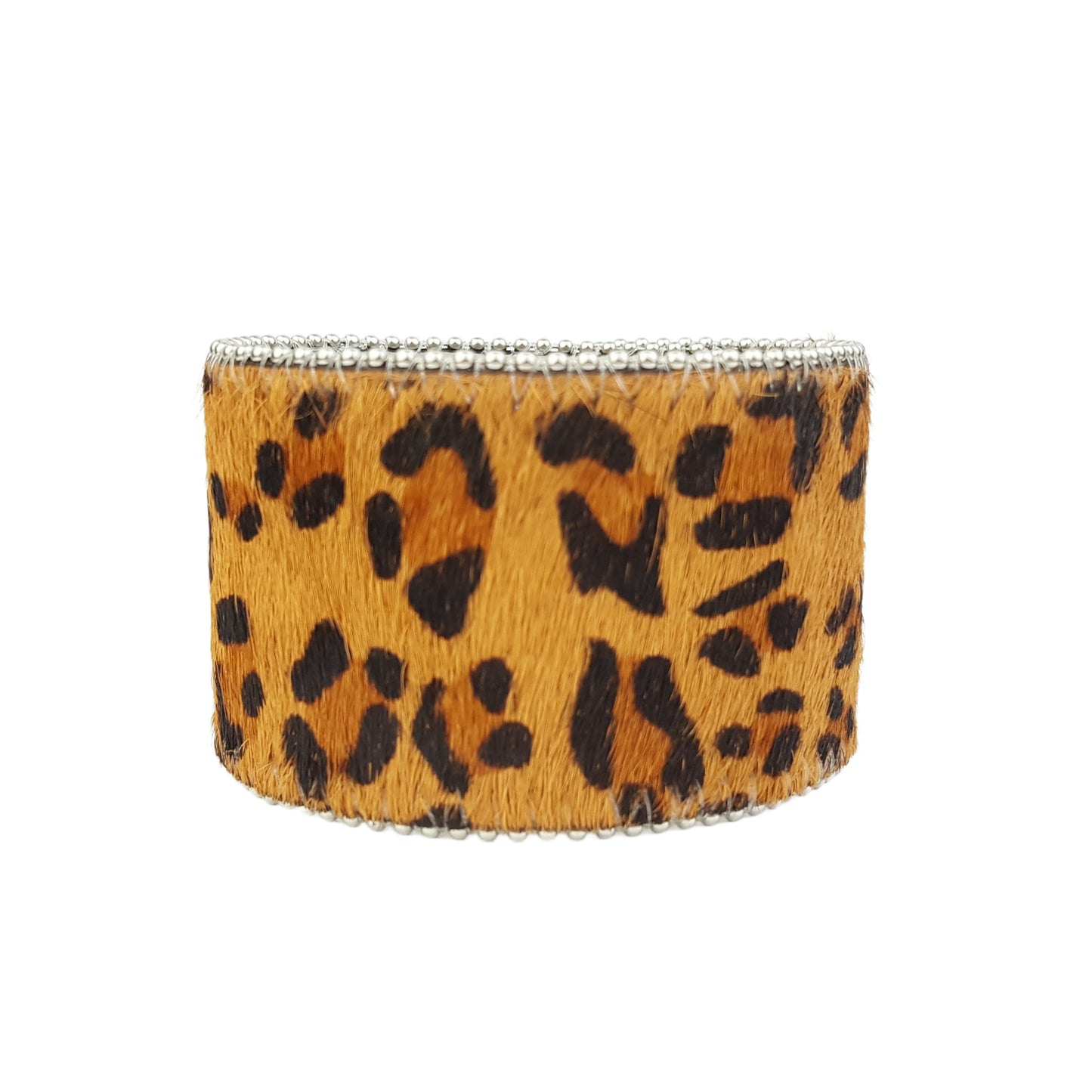Bracelet:  Leopard Hair on Cow Leather Band