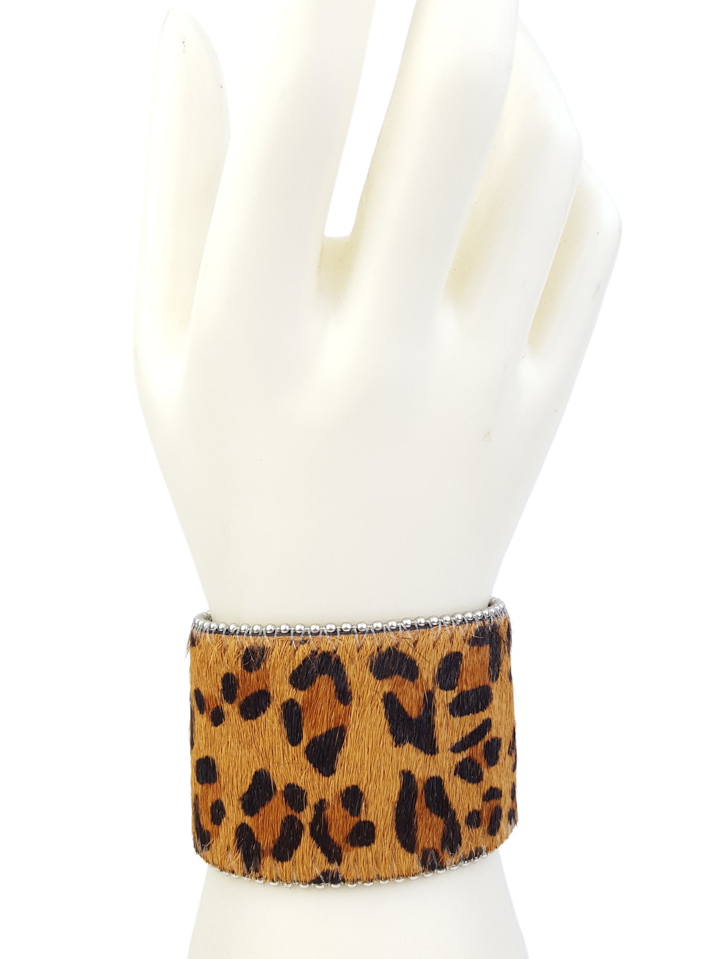 Bracelet:  Leopard Hair on Cow Leather Band