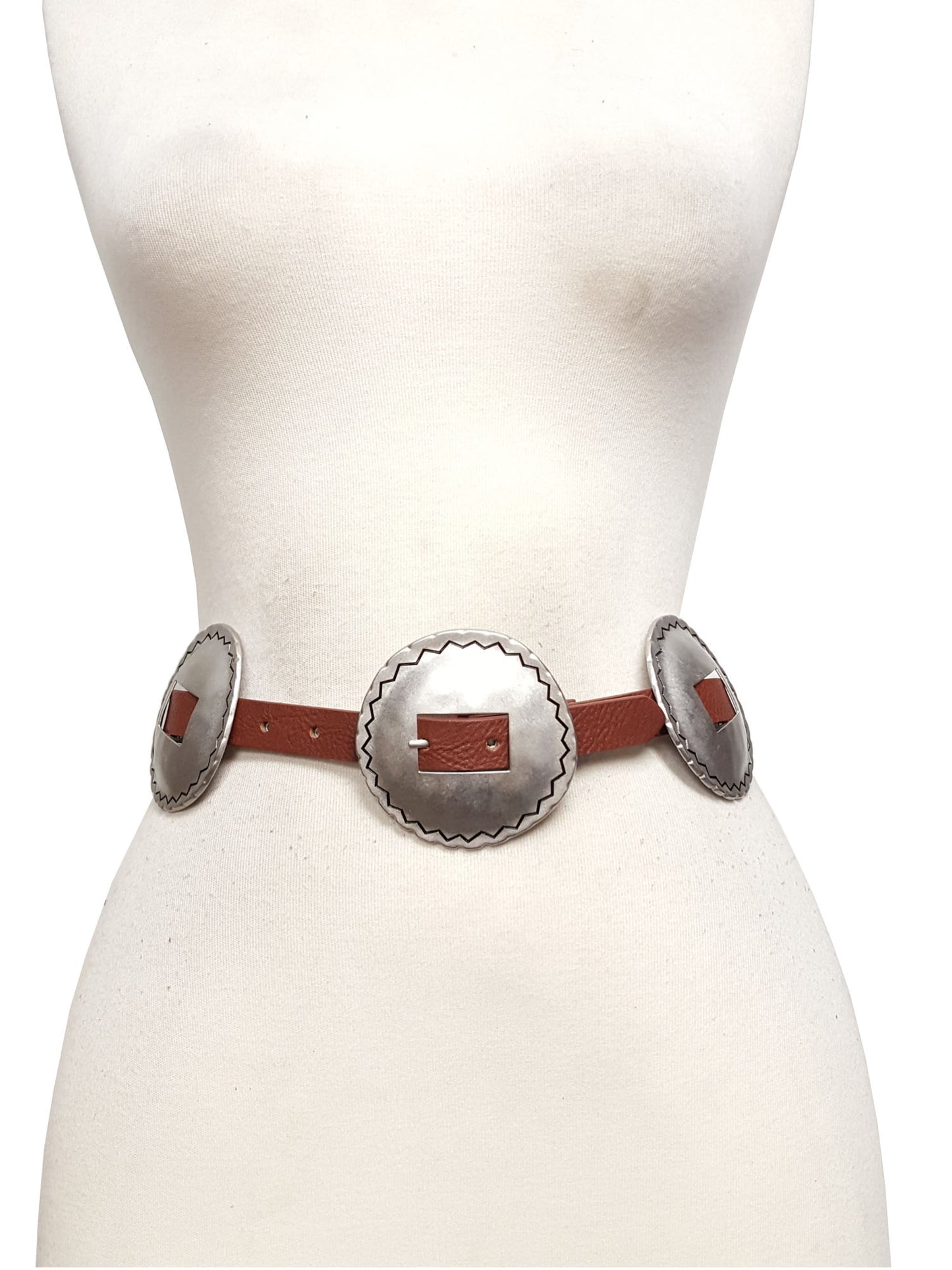 Belt: Western-Inspired Big Silver Coin Concho Belt