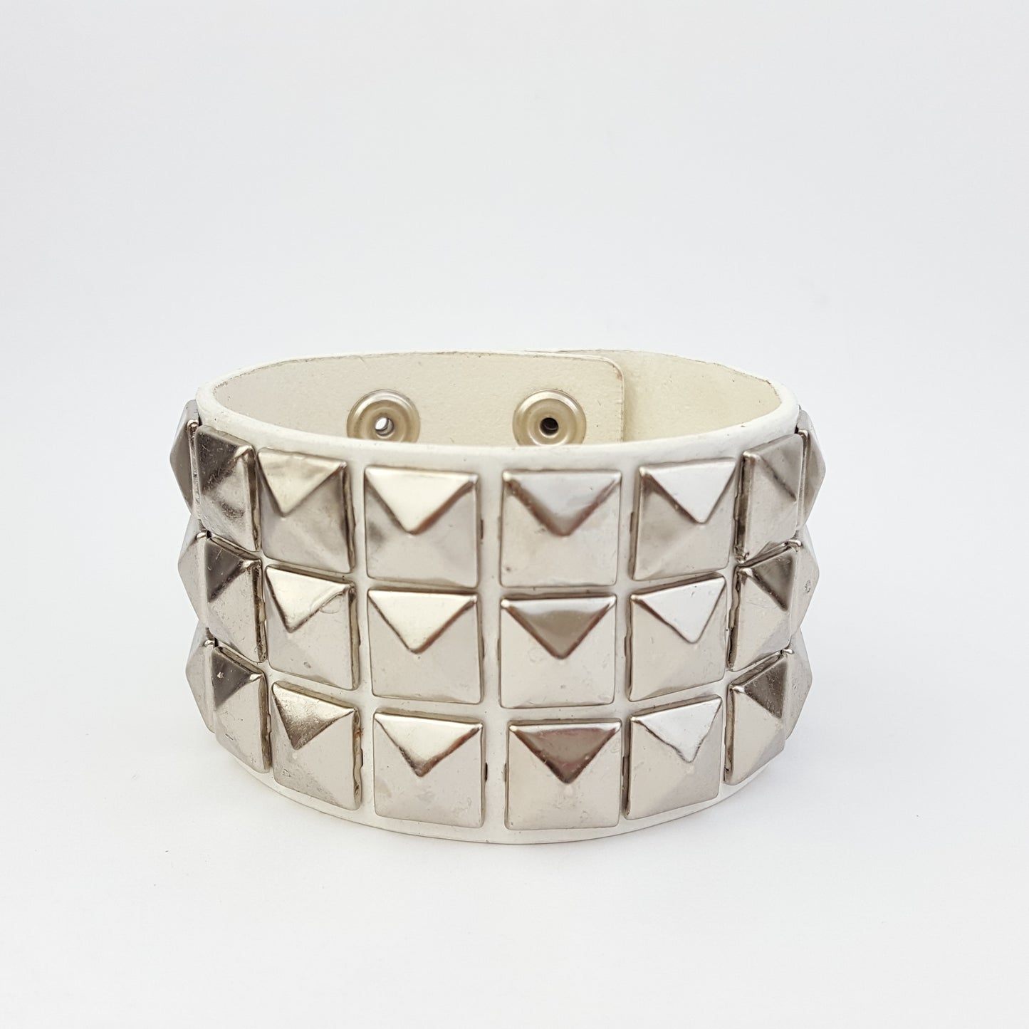 Bracelet: Bracelet: Chrome studded Leather Cuff