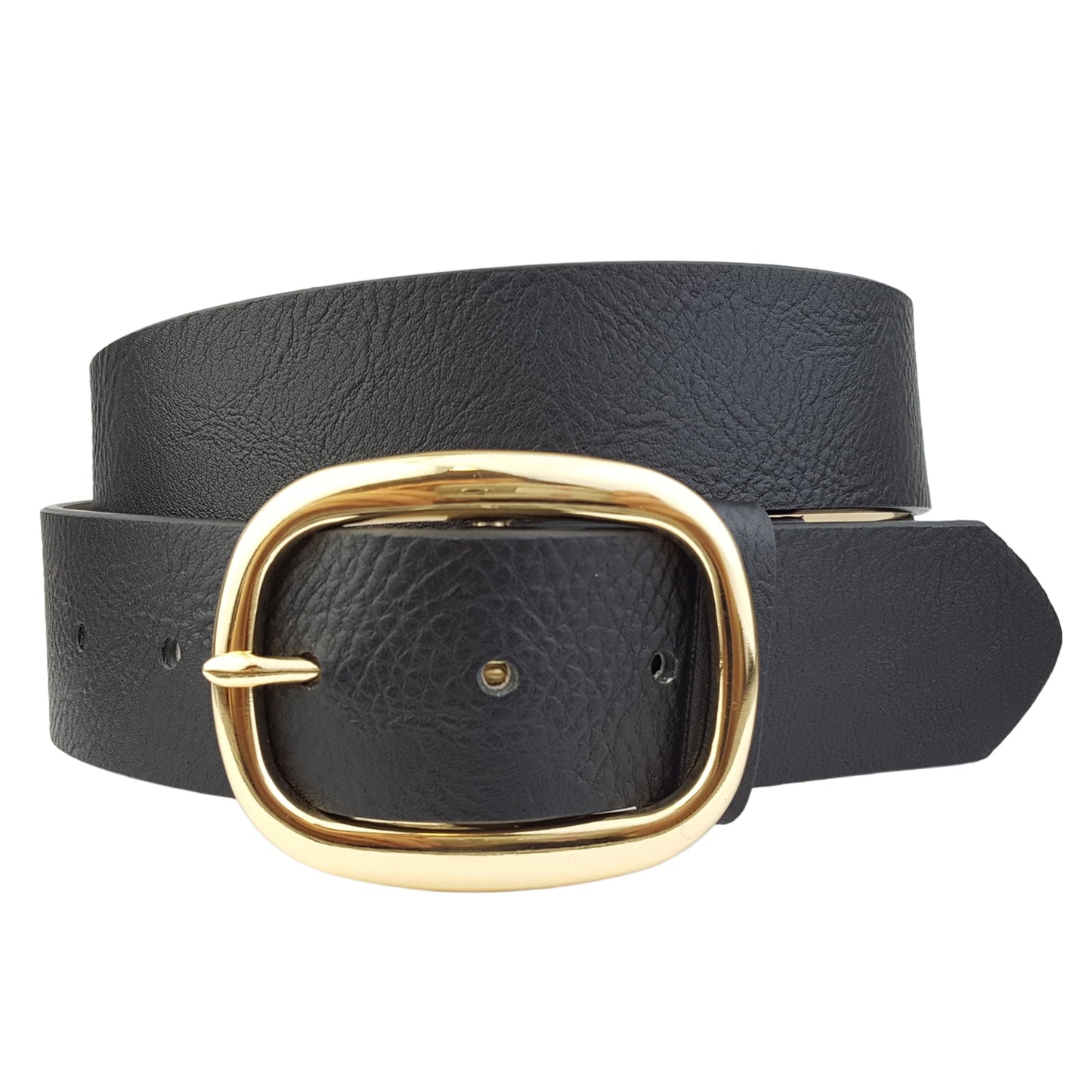 Belt: Vegan Leather Belt with Trendy Gold Buckle