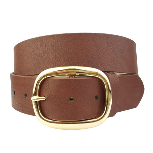Belt: Vegan Leather Belt with Trendy Gold Buckle
