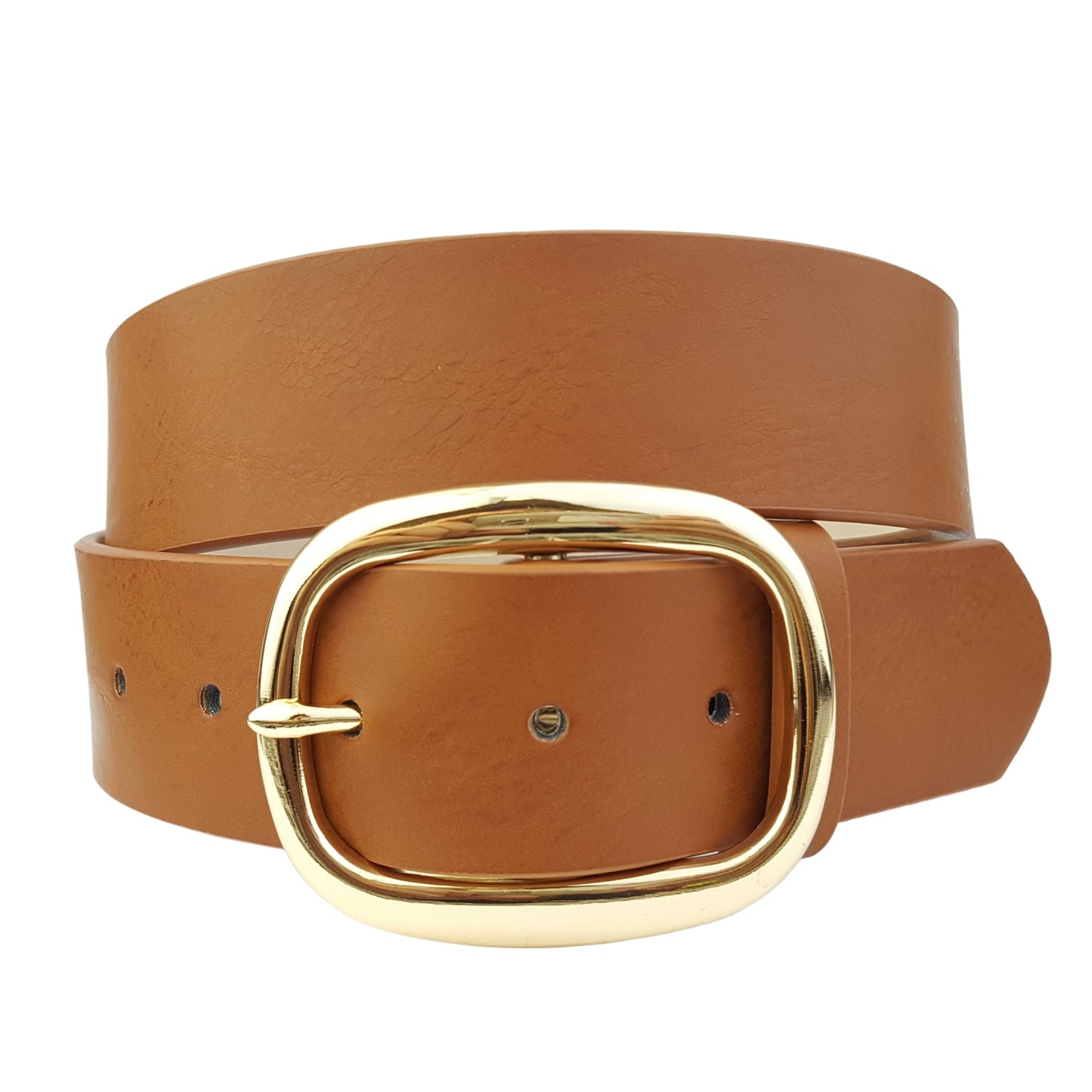Belt: Vegan Leather Belt with Trendy Gold Buckle