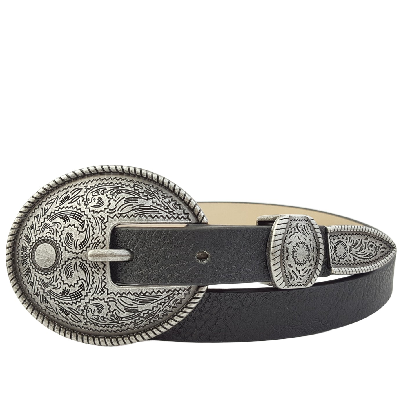 Belt: Vintage Dark Silver Western-Inspired Skinny Belt